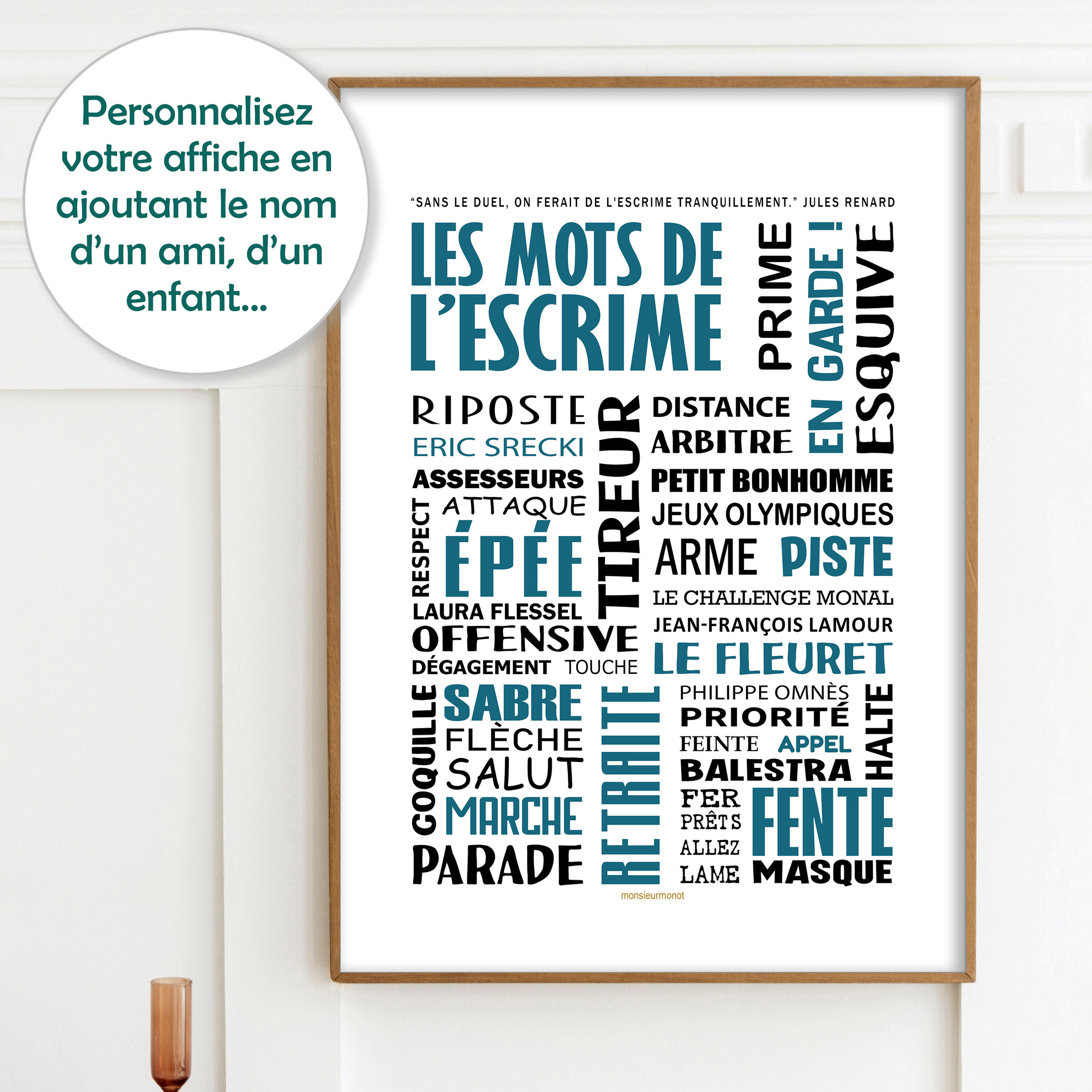 Affiche Les mots de lescrime bleu sticker
