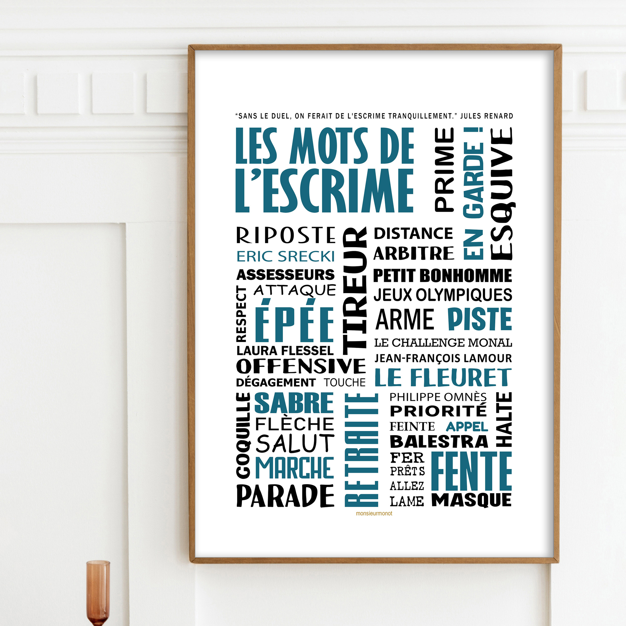 Affiche Les mots de lescrime bleu