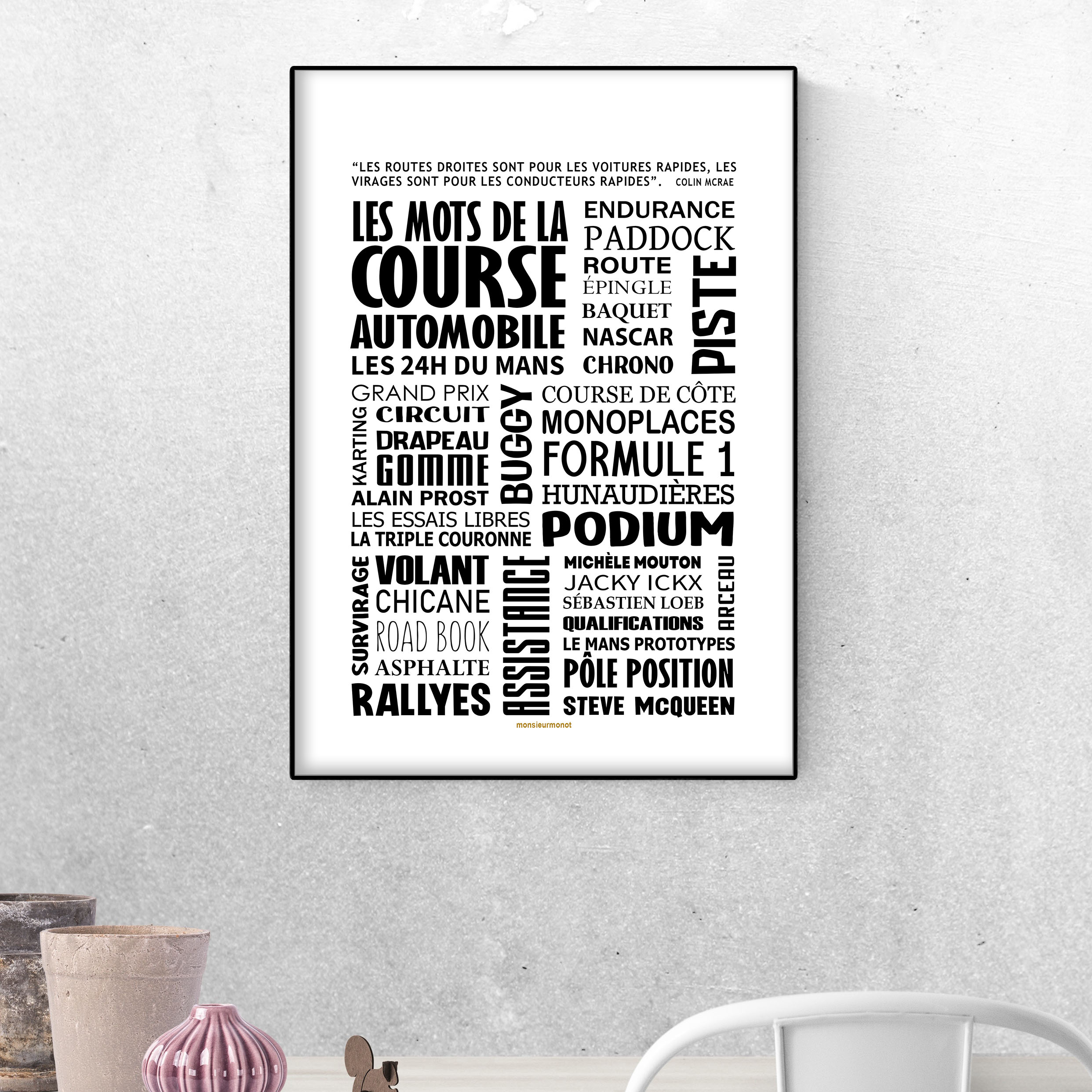 affiche la course automobile noir