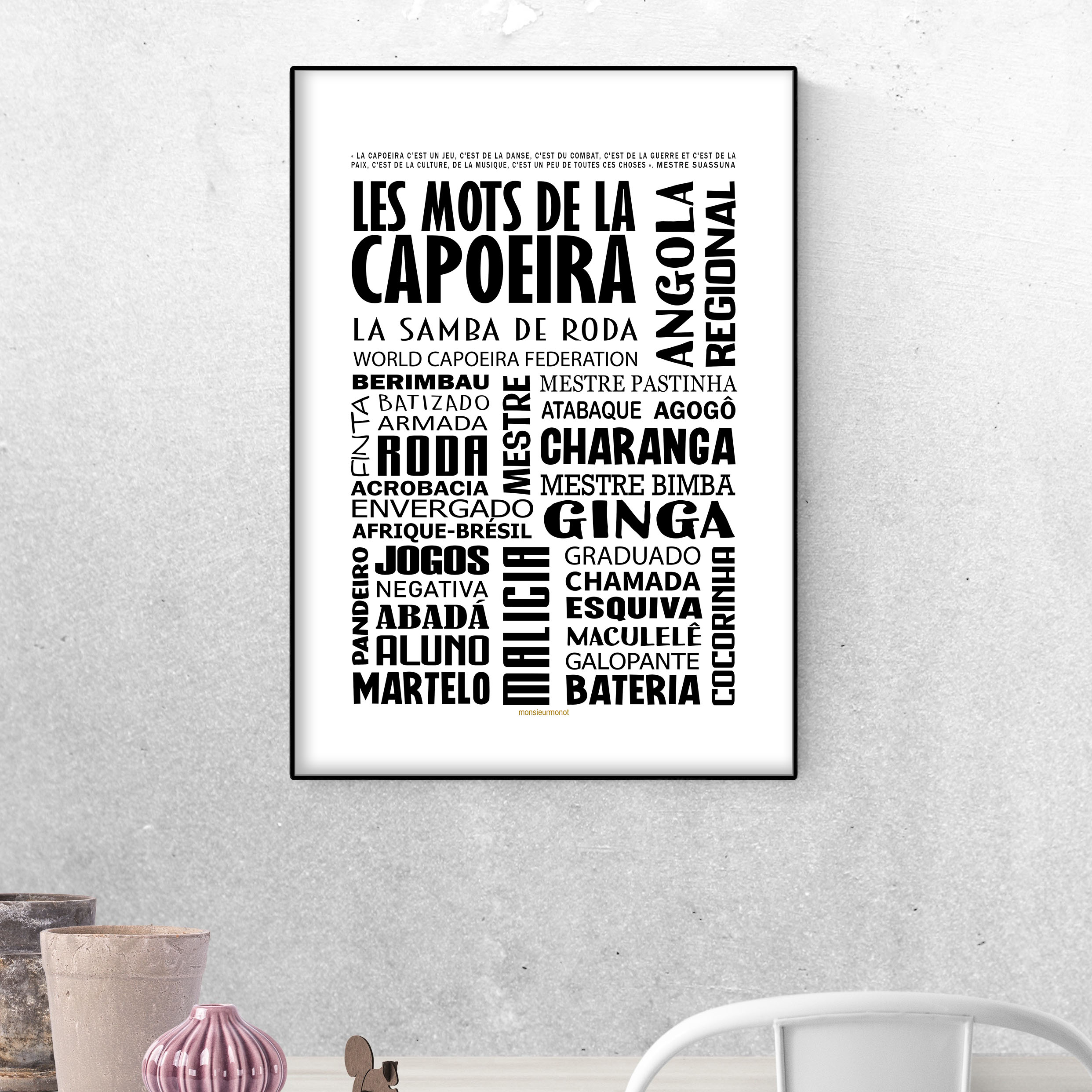 affiche les mots de la capoeira noir