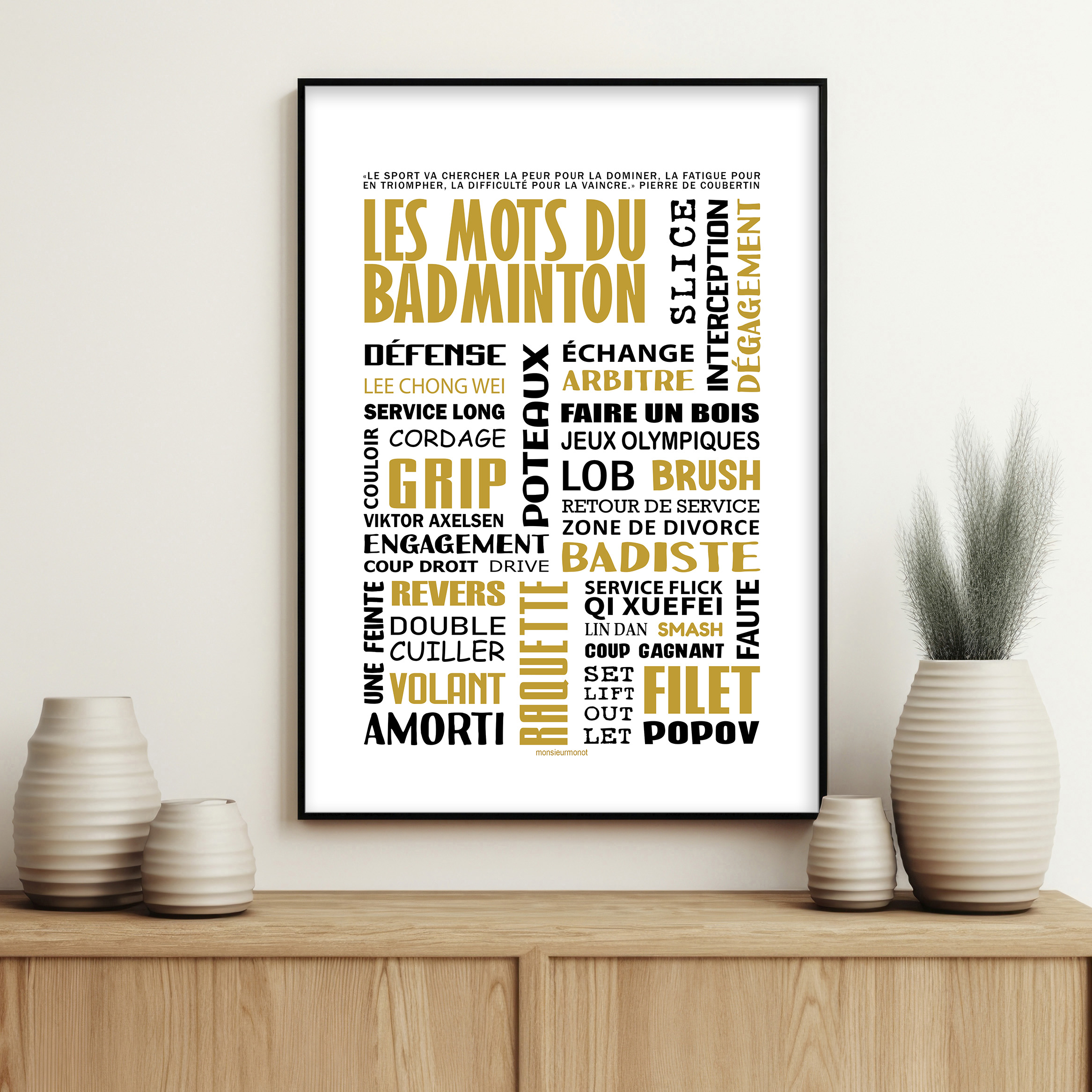 Affiche Le badminton jaune