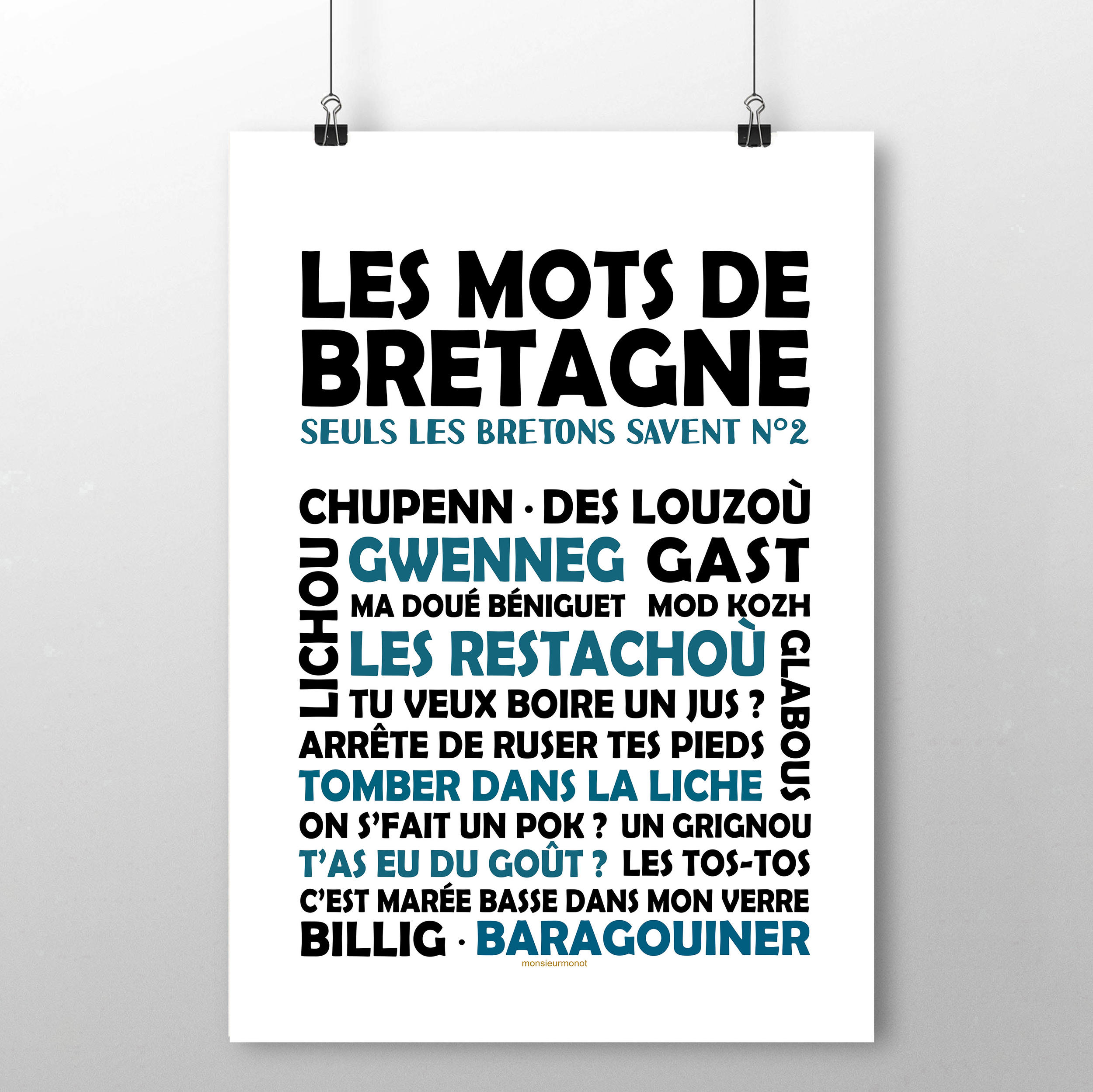 affiche Les mots de Bretagne Tome 2 bleu et noir 2