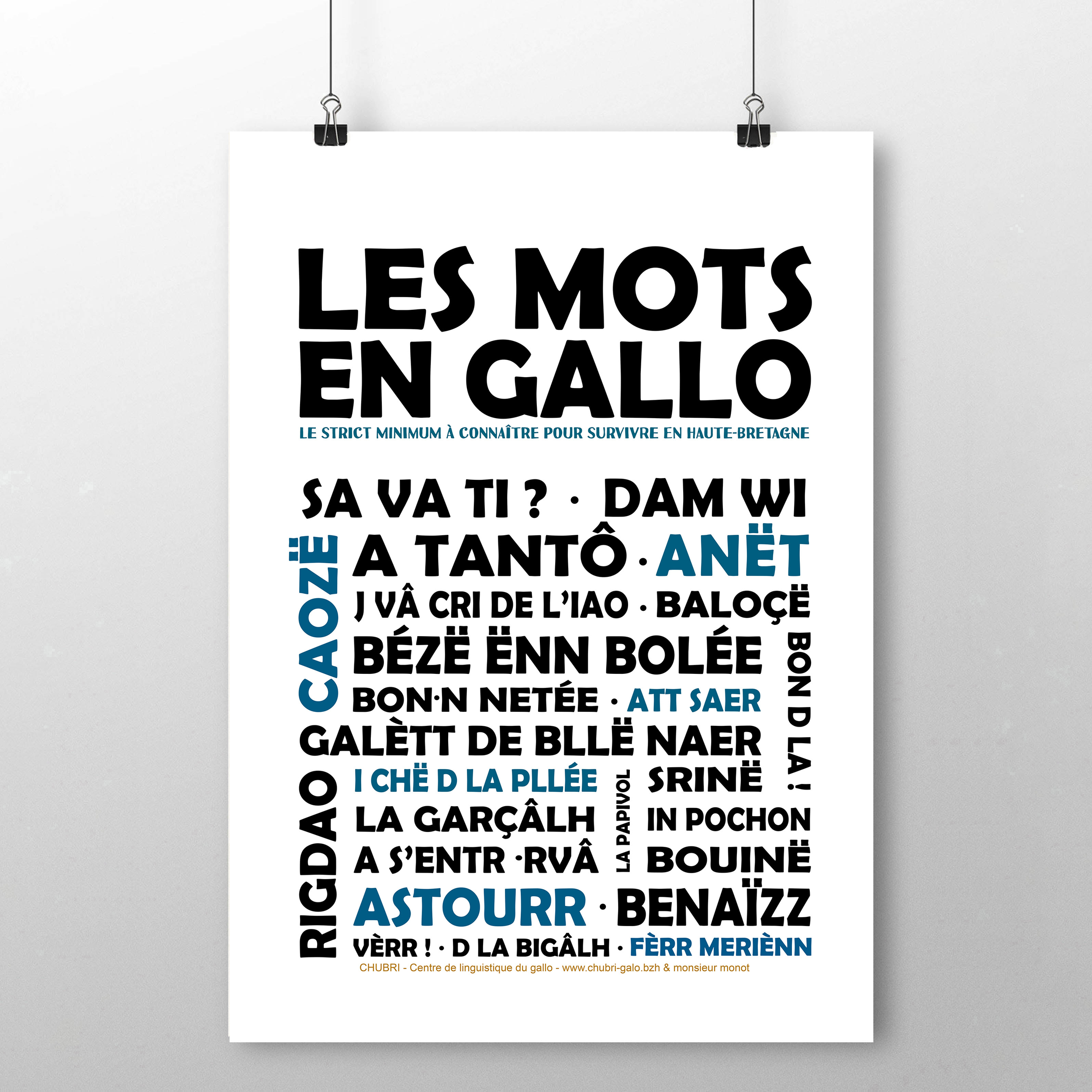 affiche Les Mots en Gallo - Noir et Bleu 2