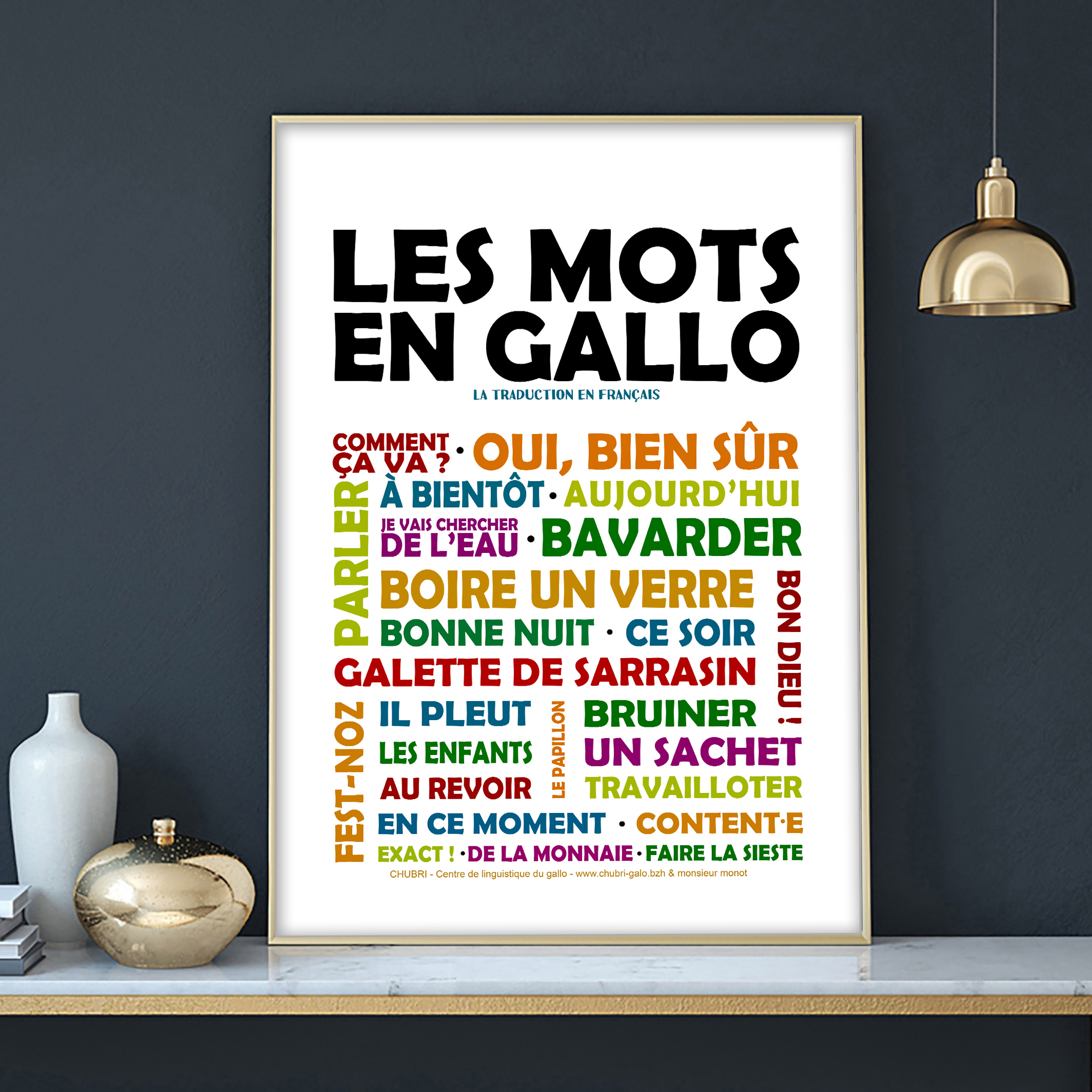 affiche Les Mots en Gallo - la traduction - couleur