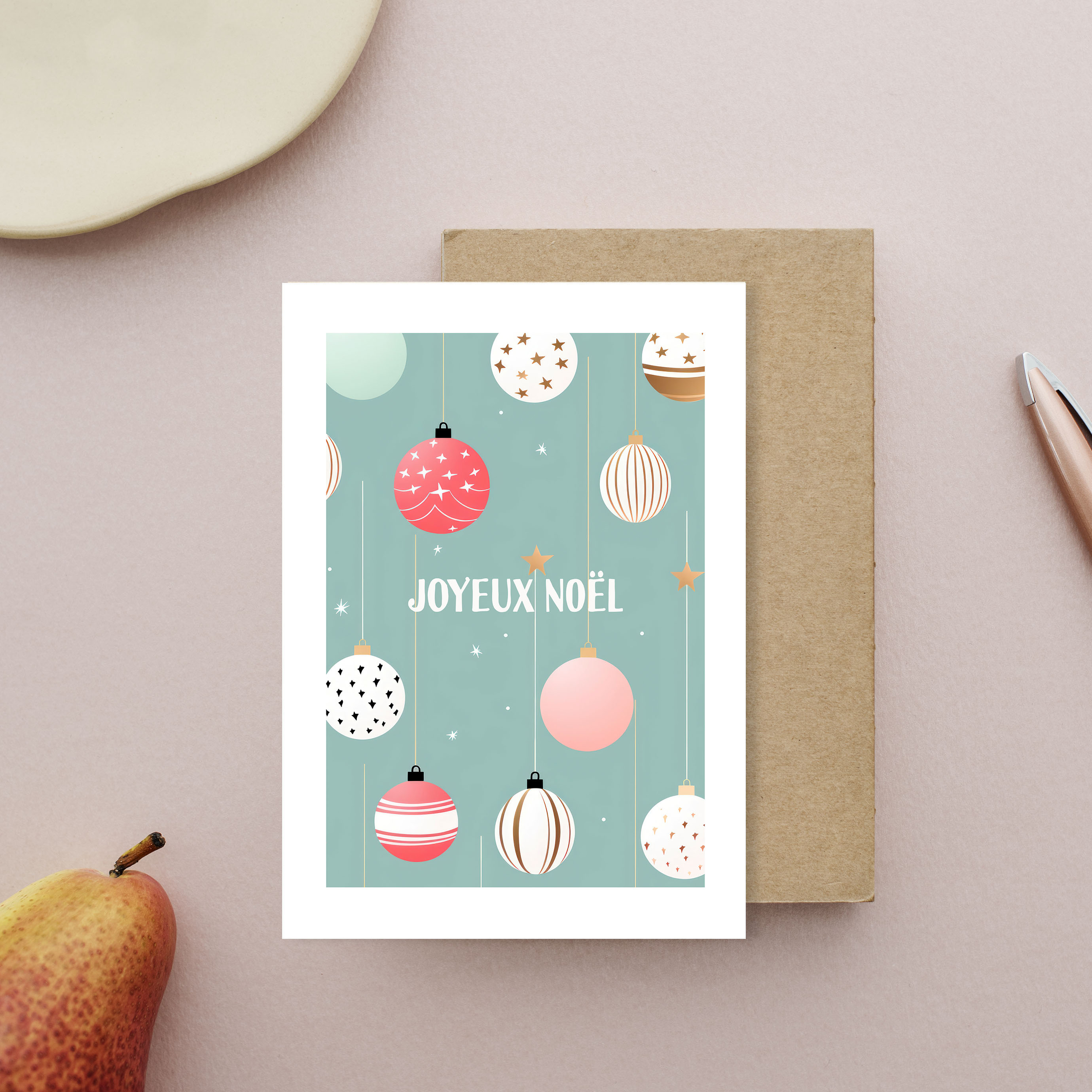Carte Joyeux noel boules