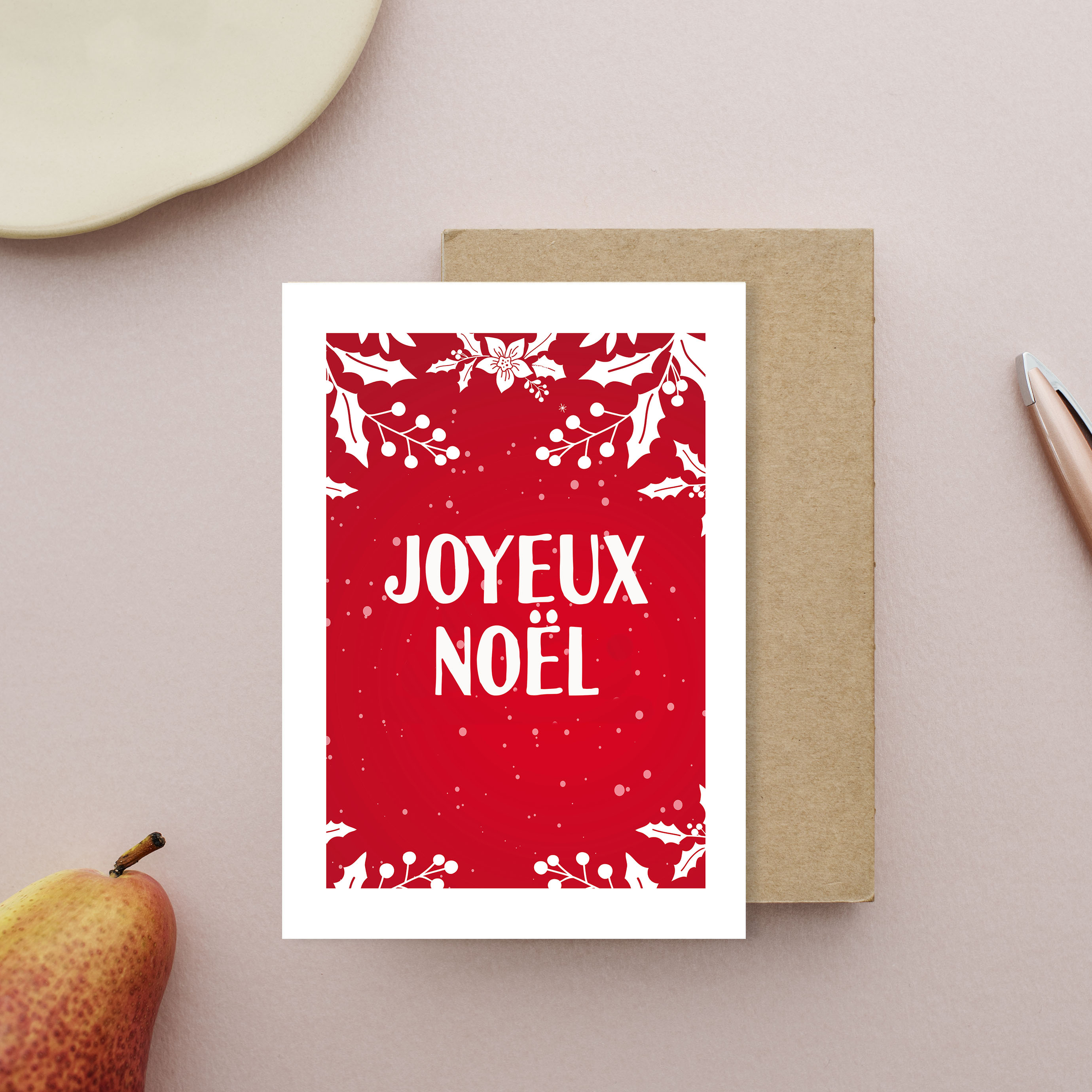 Carte joyeux noël rouge