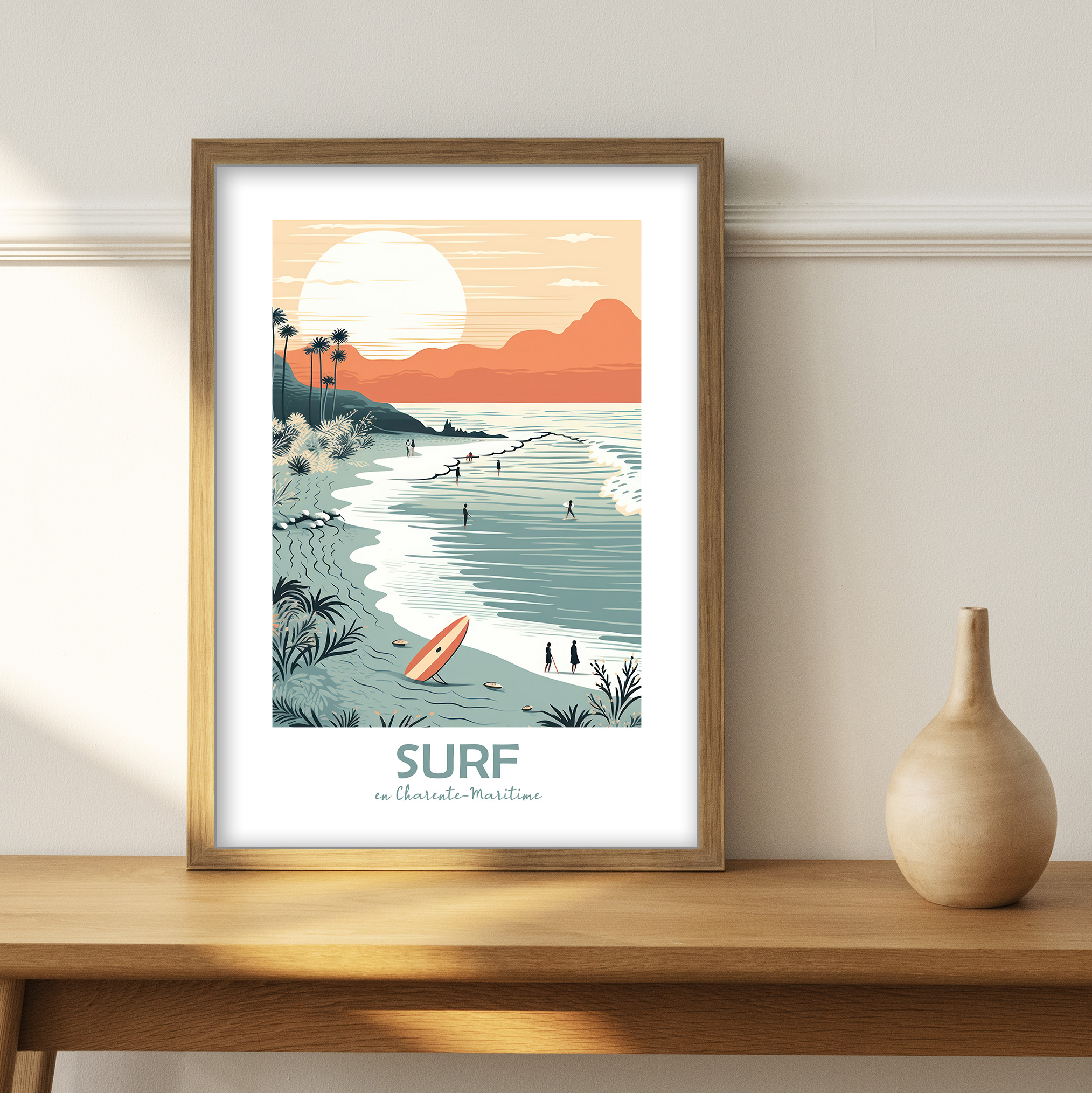 Affiche surf retro Charente Maritime