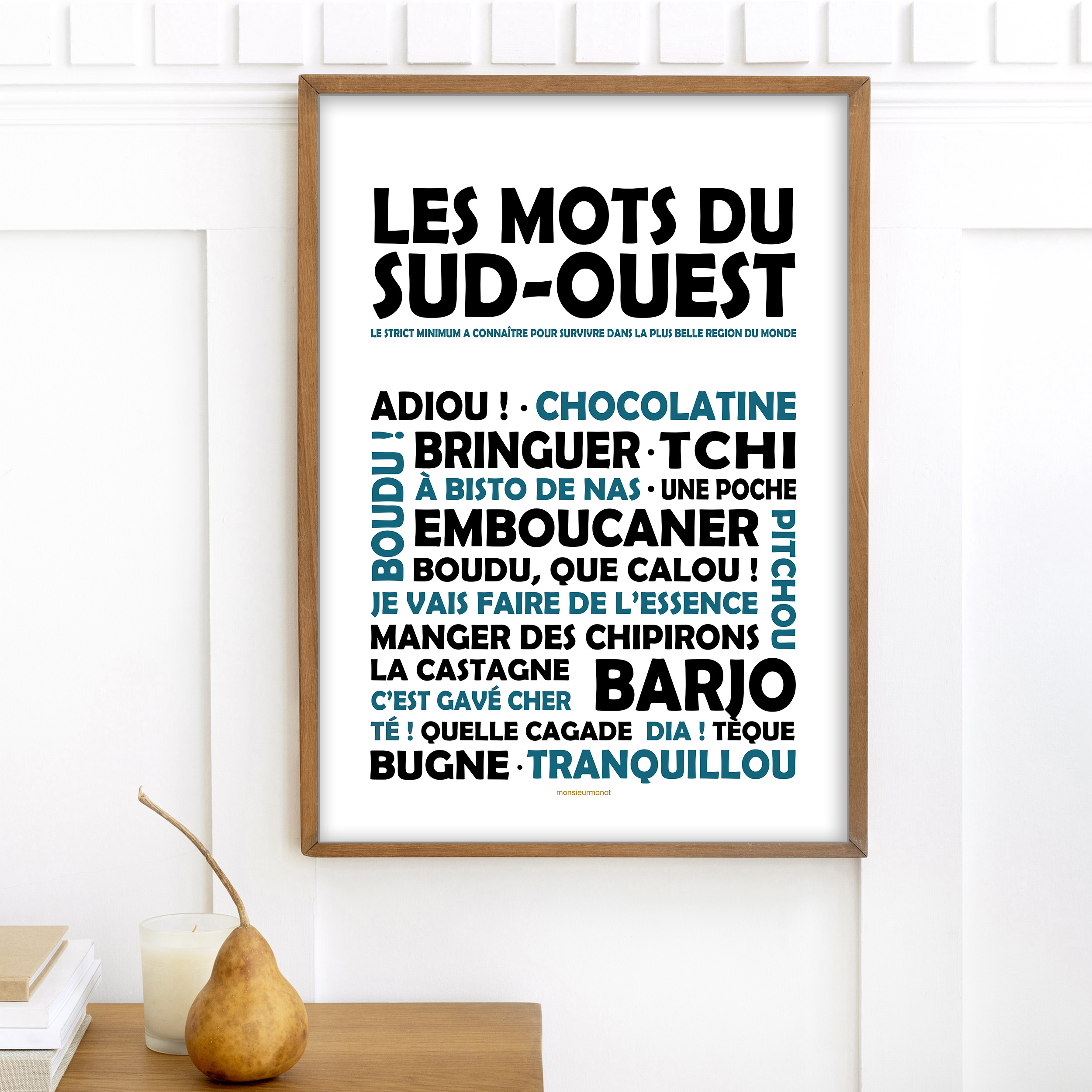 affiche Les mots du sud ouest noir et bleu NEW