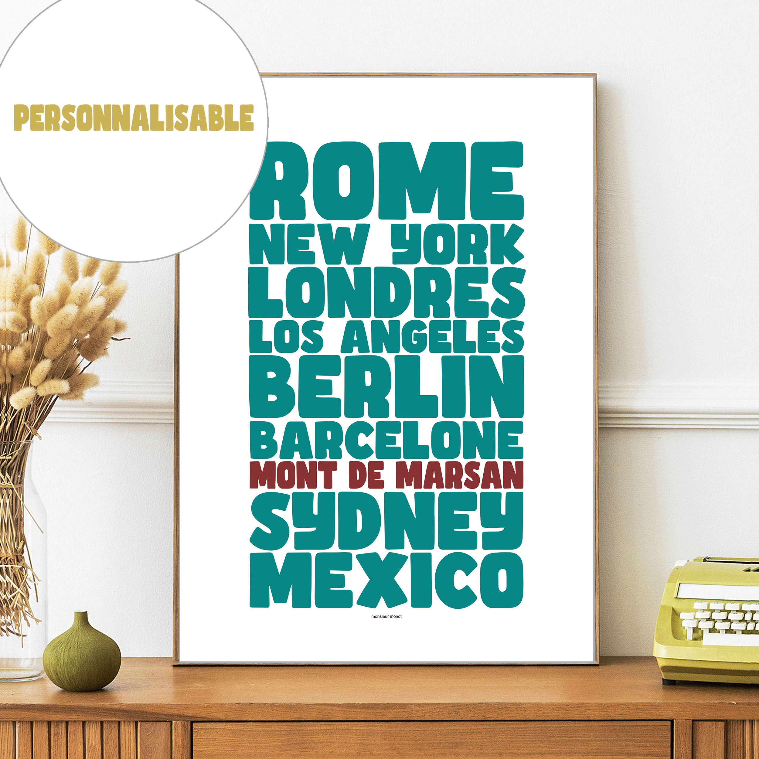 affiche villes celebres personnalisable Mont de marsan