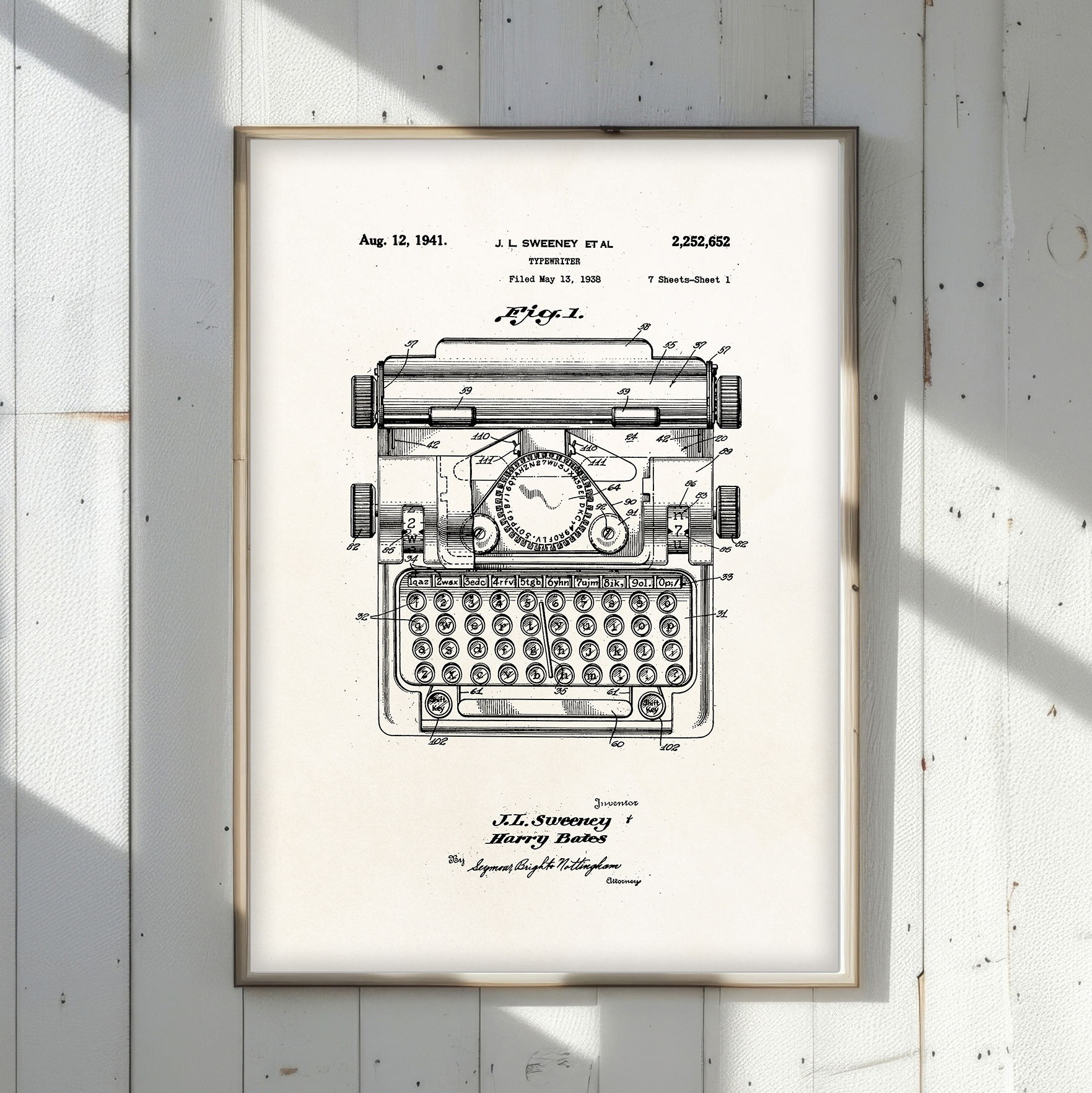 affiche brevet machine a ecrire