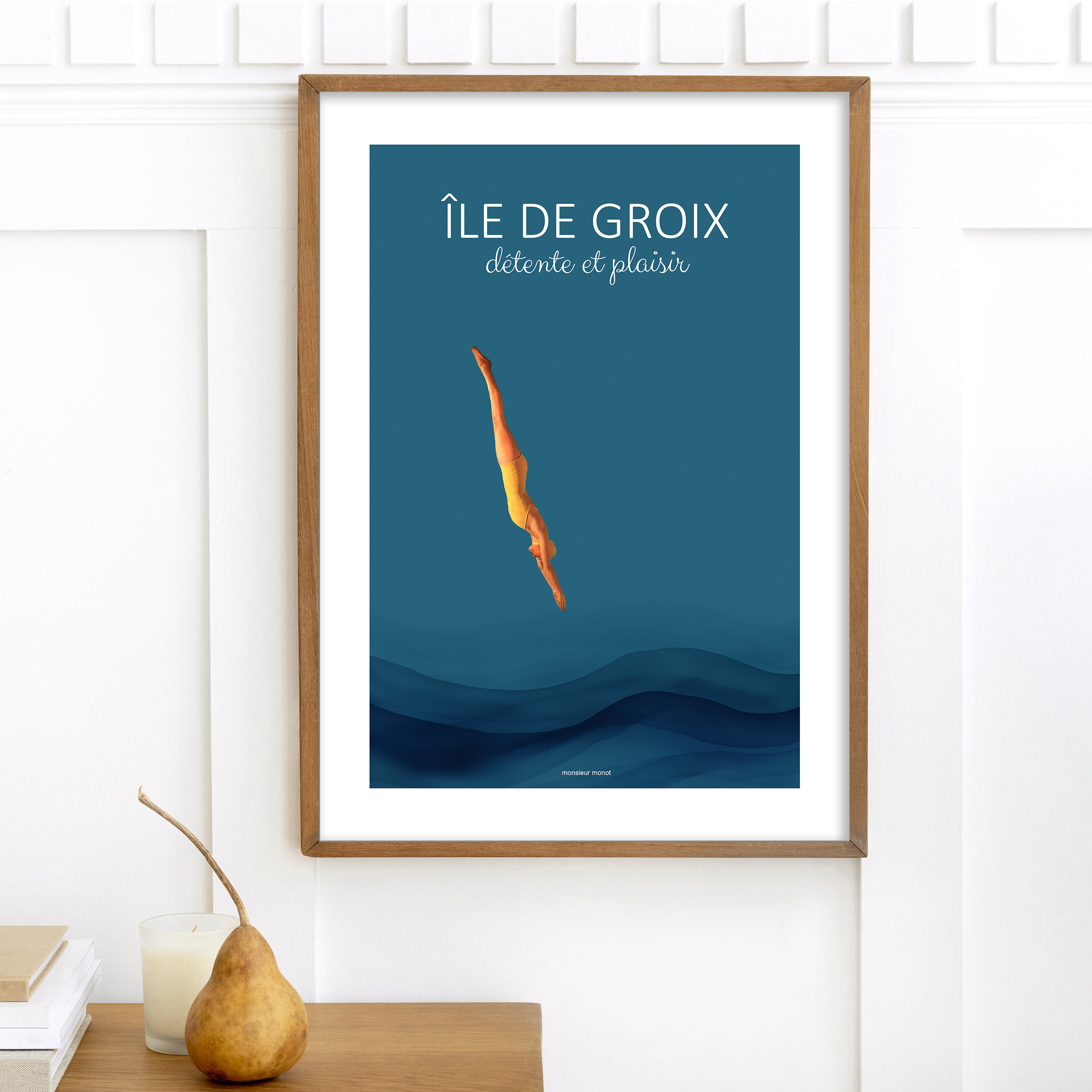 AFFICHE ÎLE DE GROIX - PLONGEUSE - TOUTES LES AFFICHES/AFFICHE MORBIHAN ...