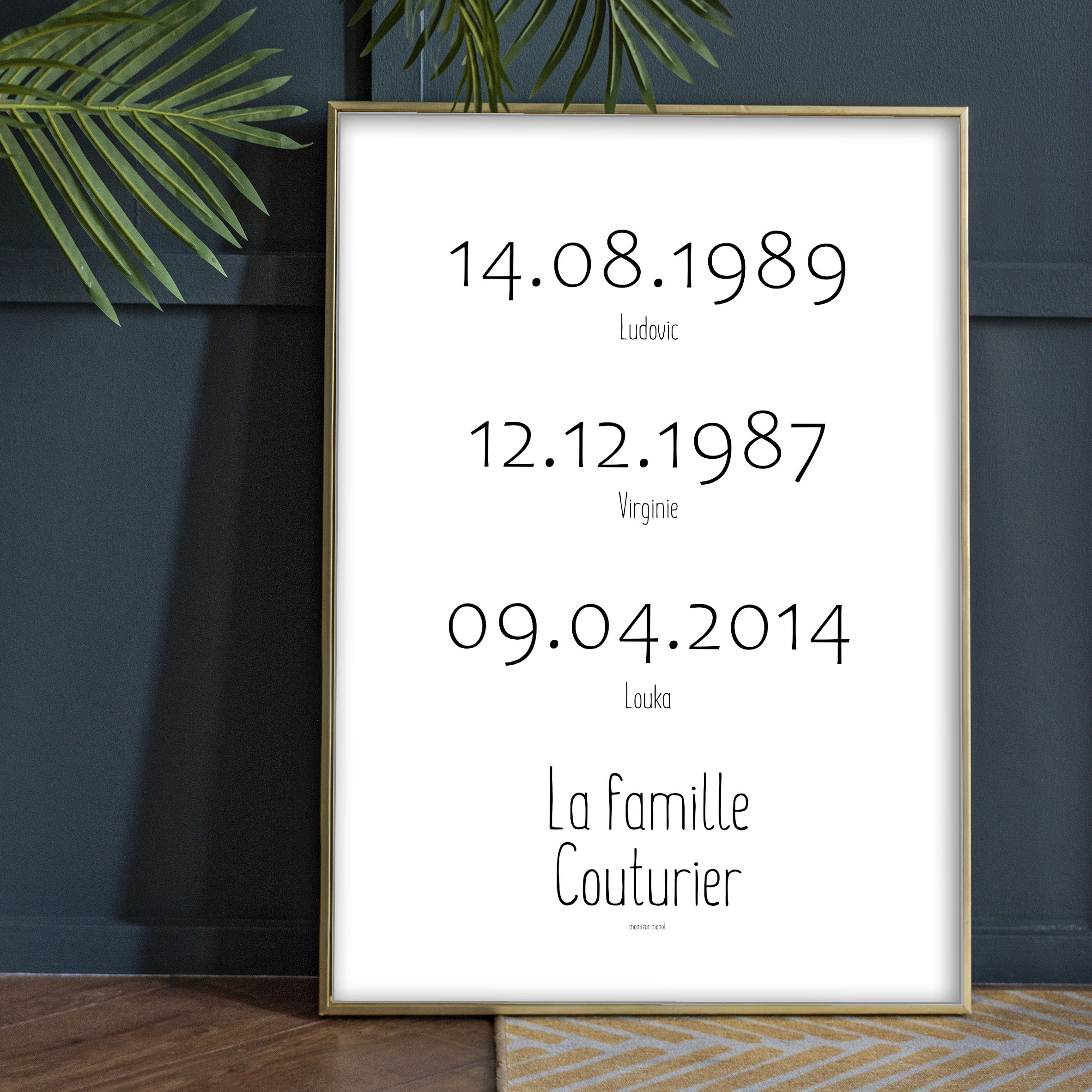 Affiche famille date de naissance 1