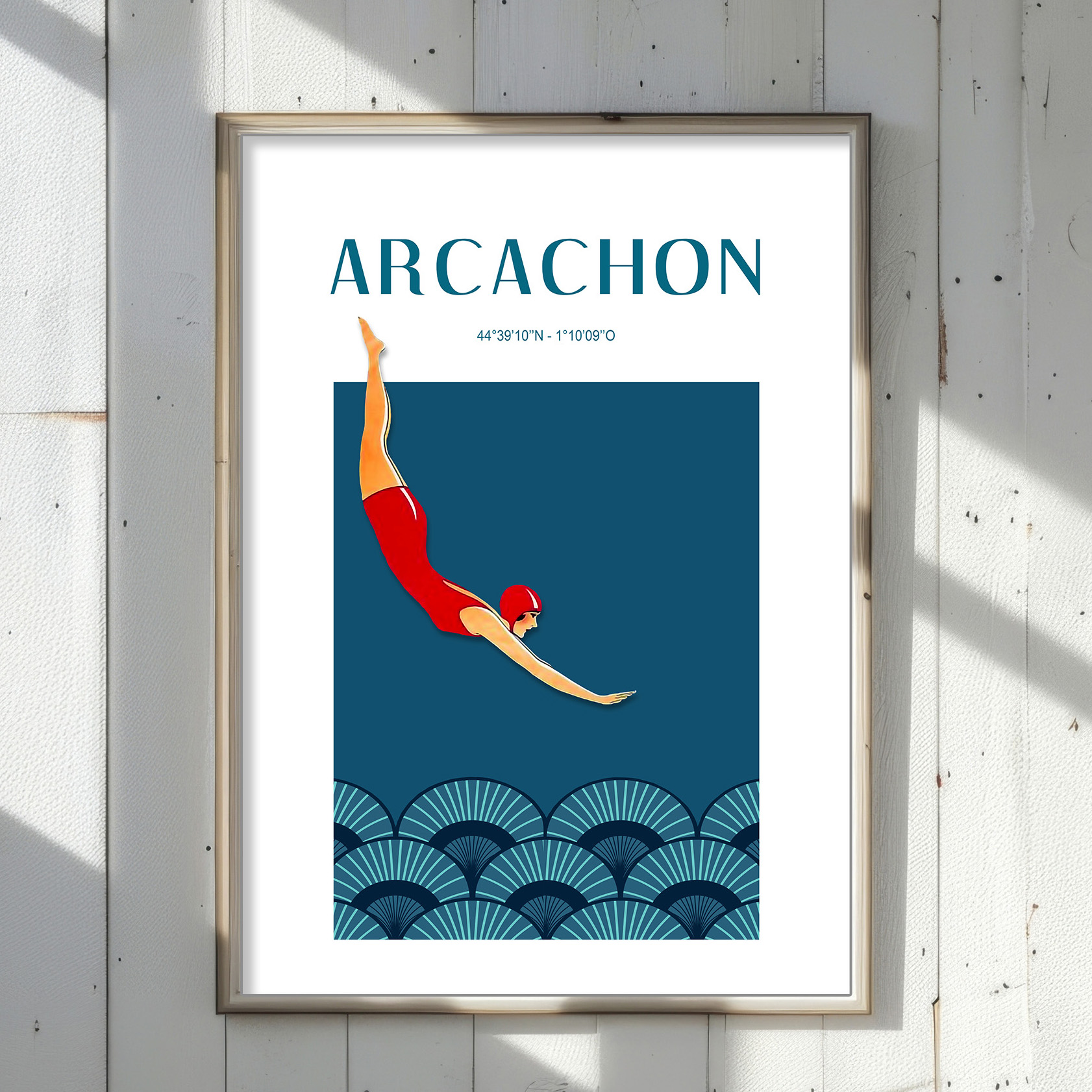 Affiche Plongeuse rouge personnalisable 1