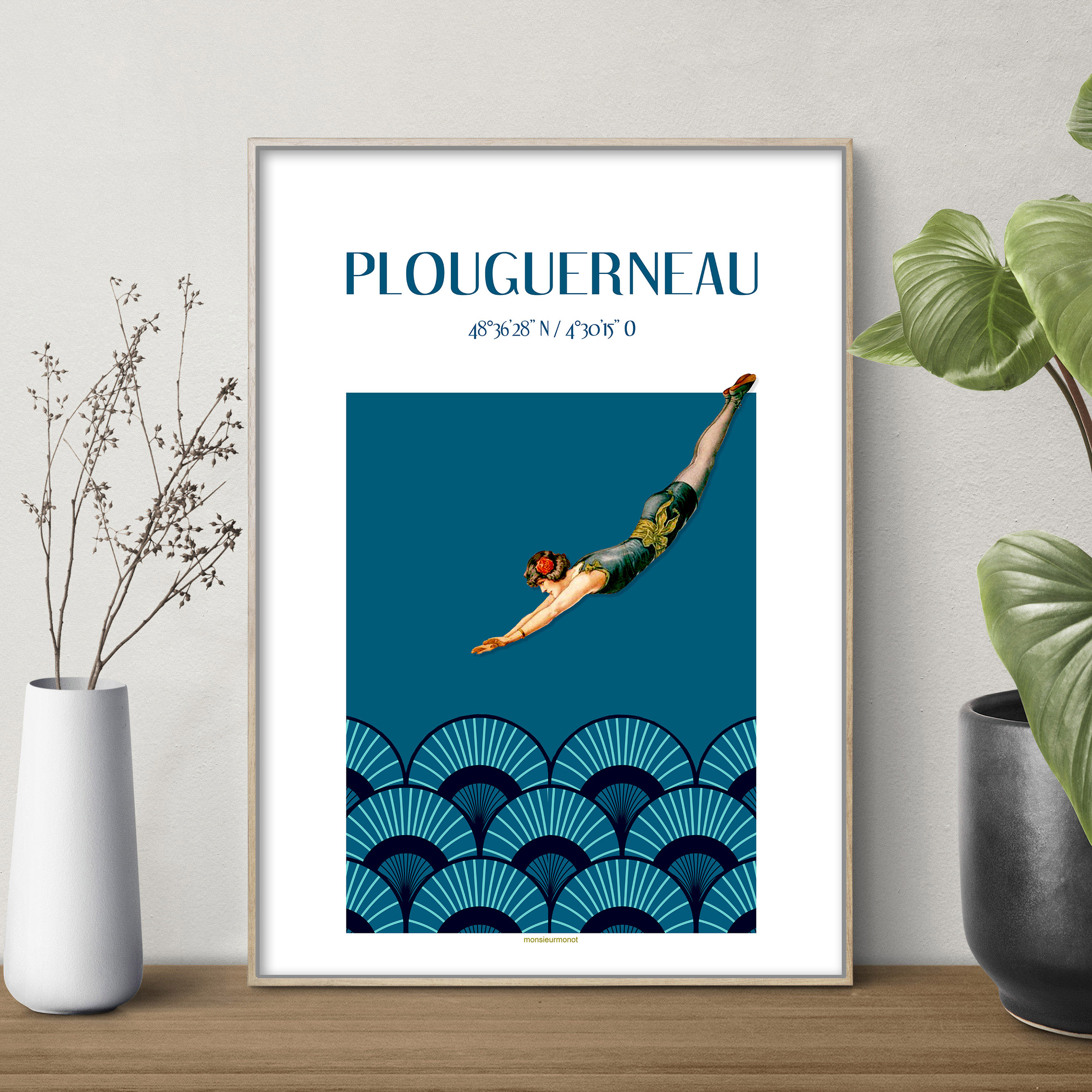 affiche Plongeuse vintage 20