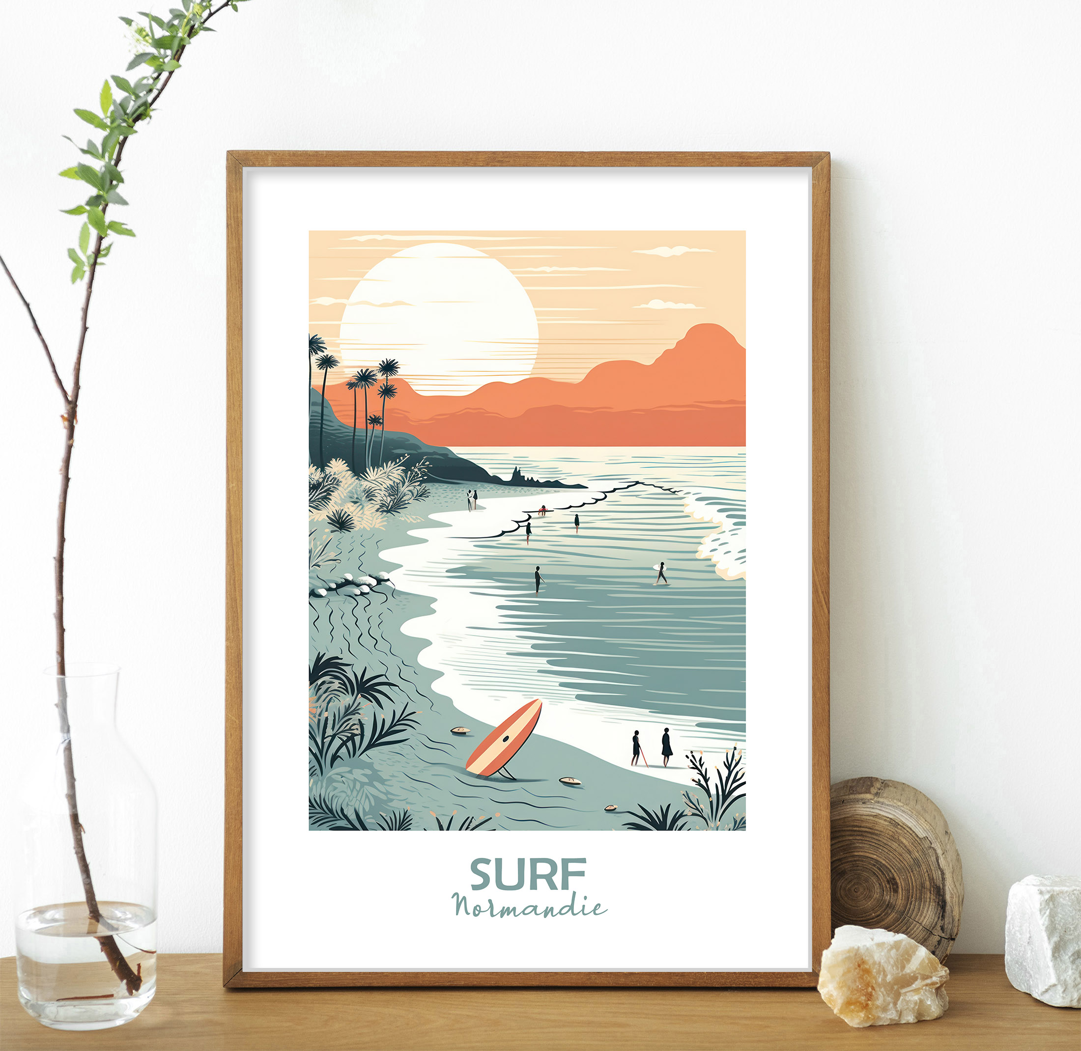 affiche Surf Normandie retro
