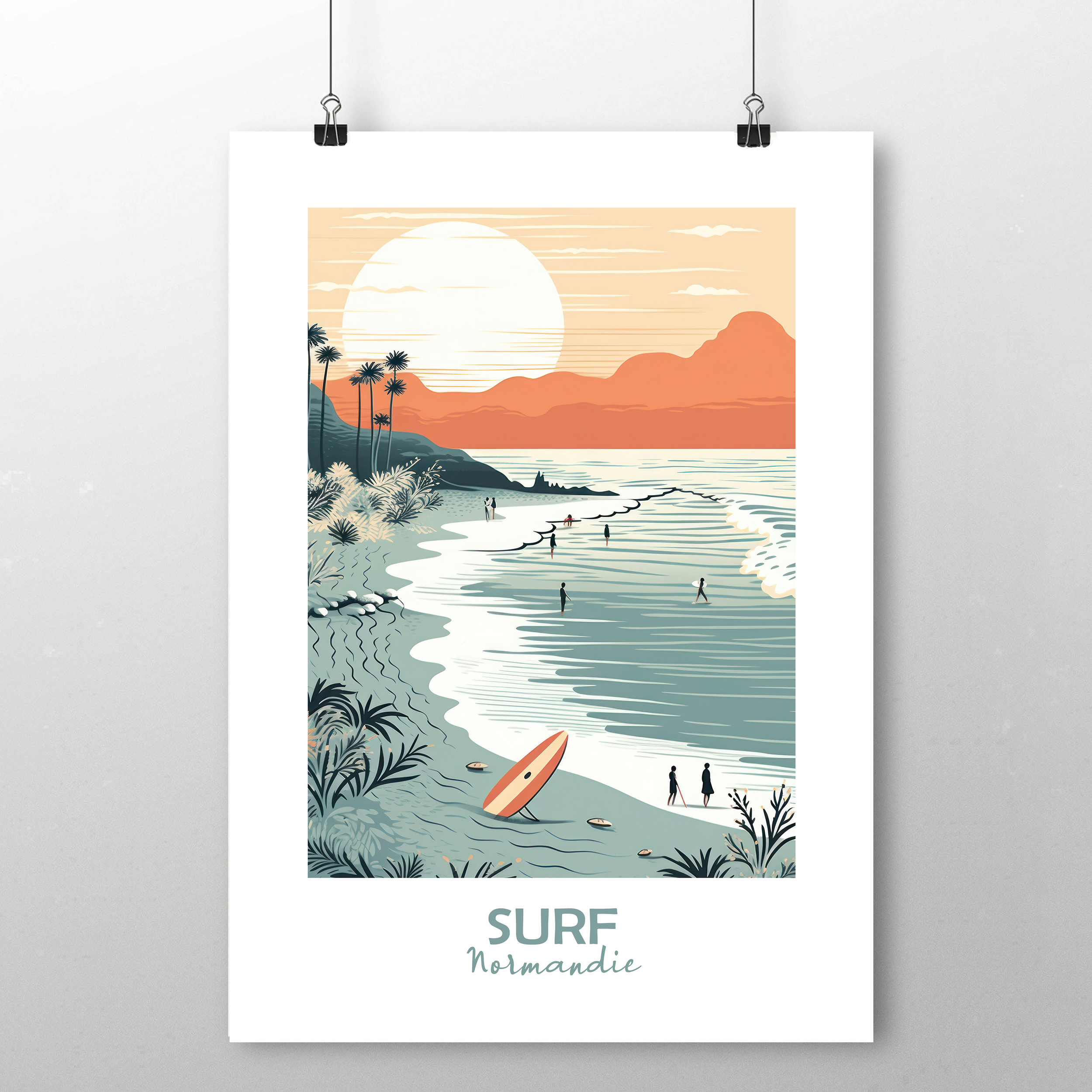affiche Surf Normandie retro 2