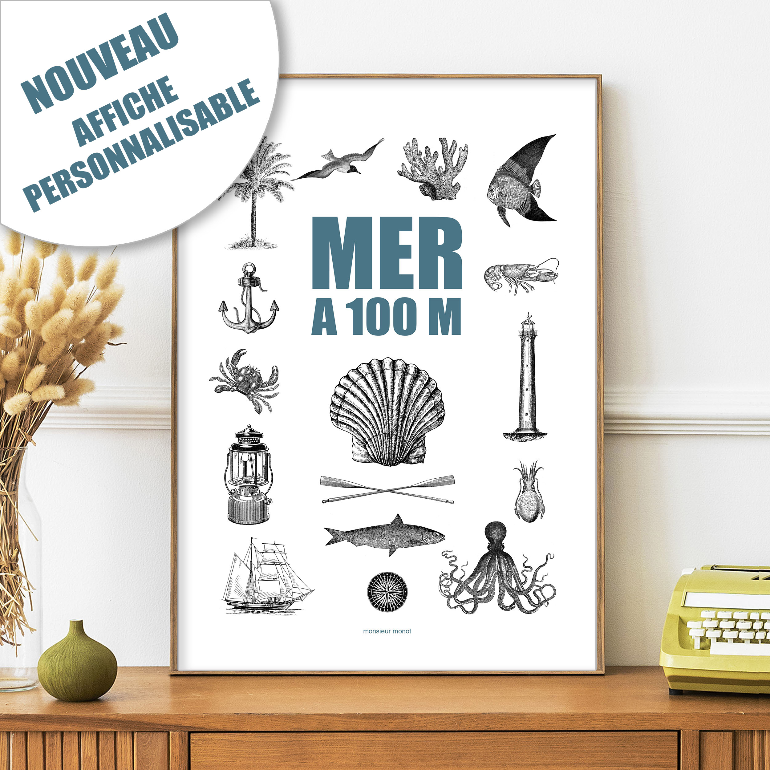 mer a 100m personnalisable
