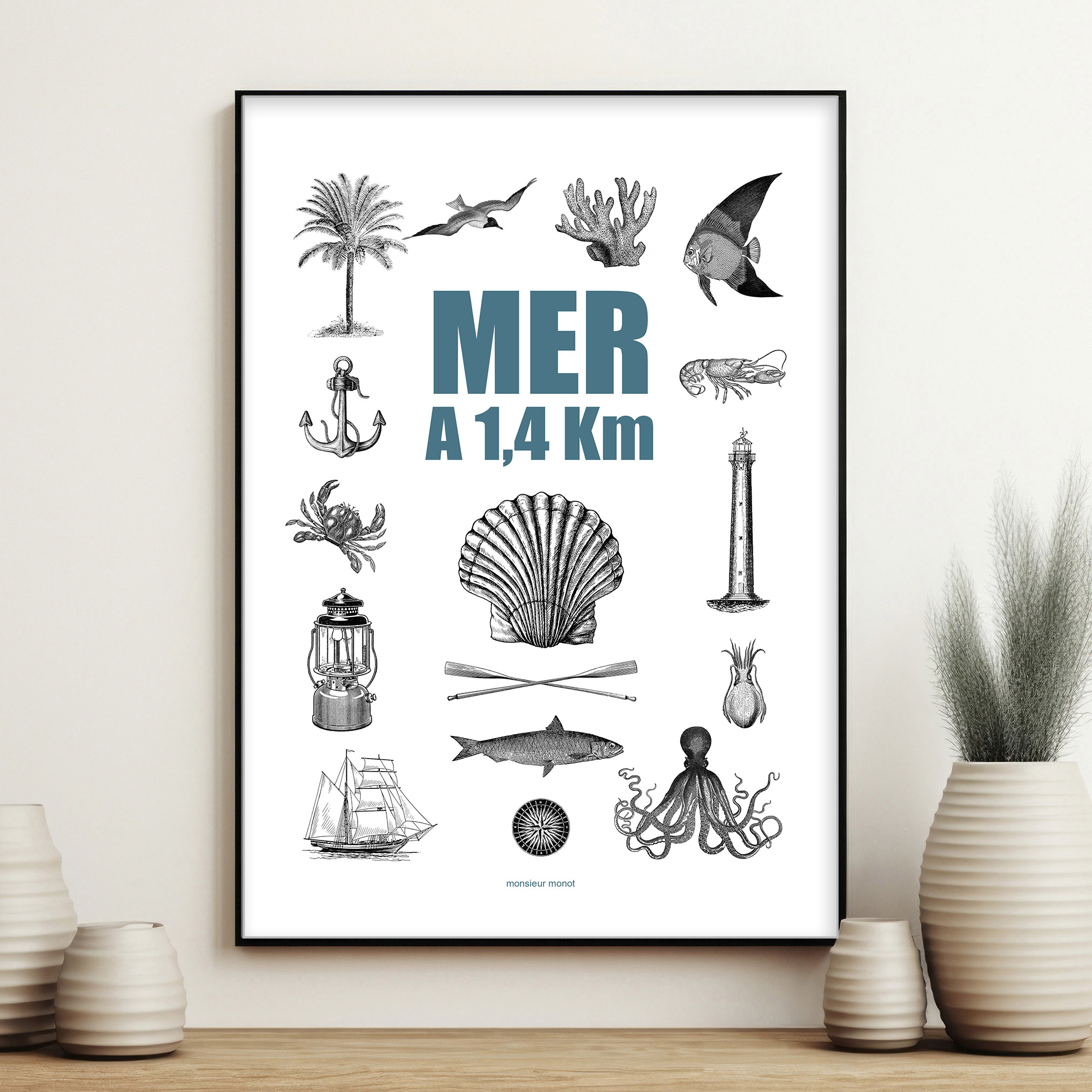 affiche mer a 100m 1,4 km