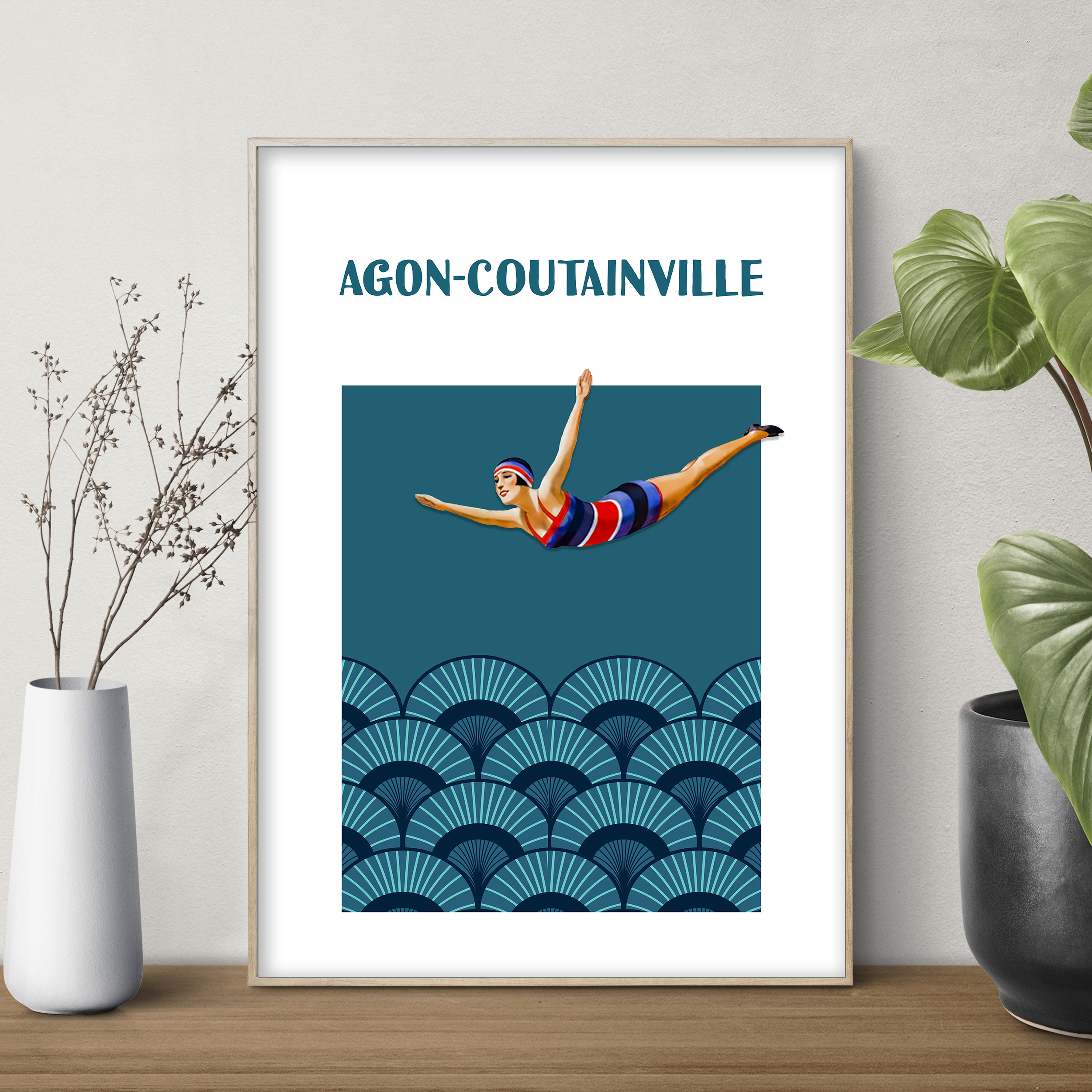 Affiche Agon-Coutainville plongeuse