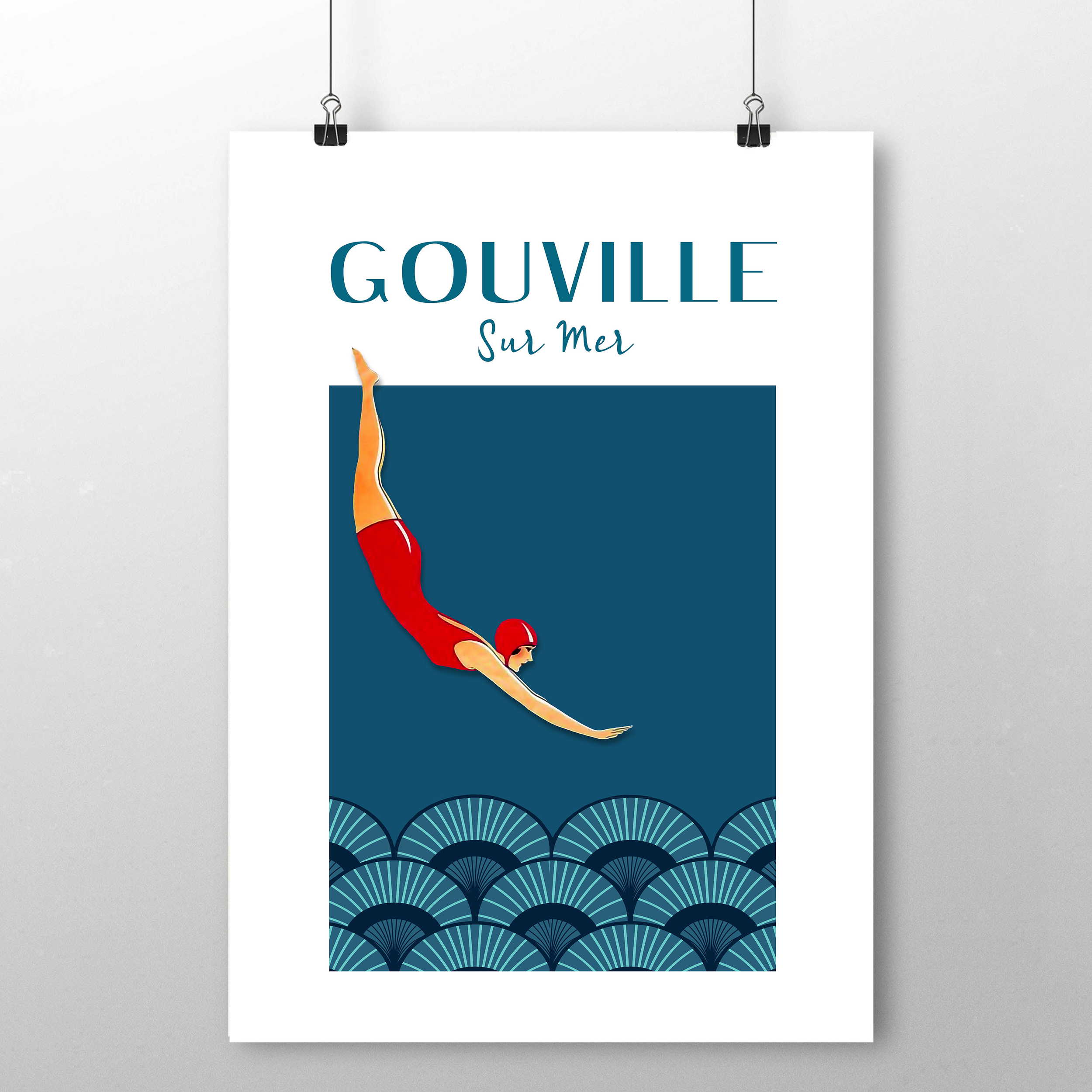 affiche Gouville sur mer plongeuse 2