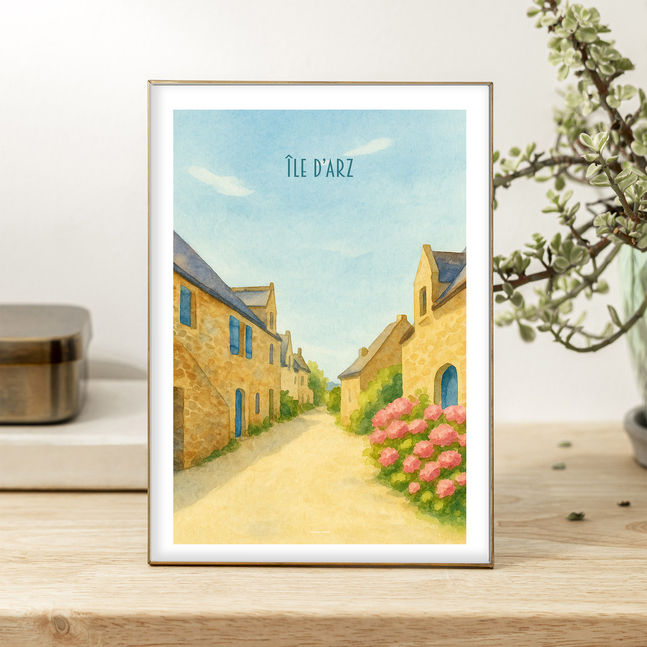 affiche Ile darz aquarelle
