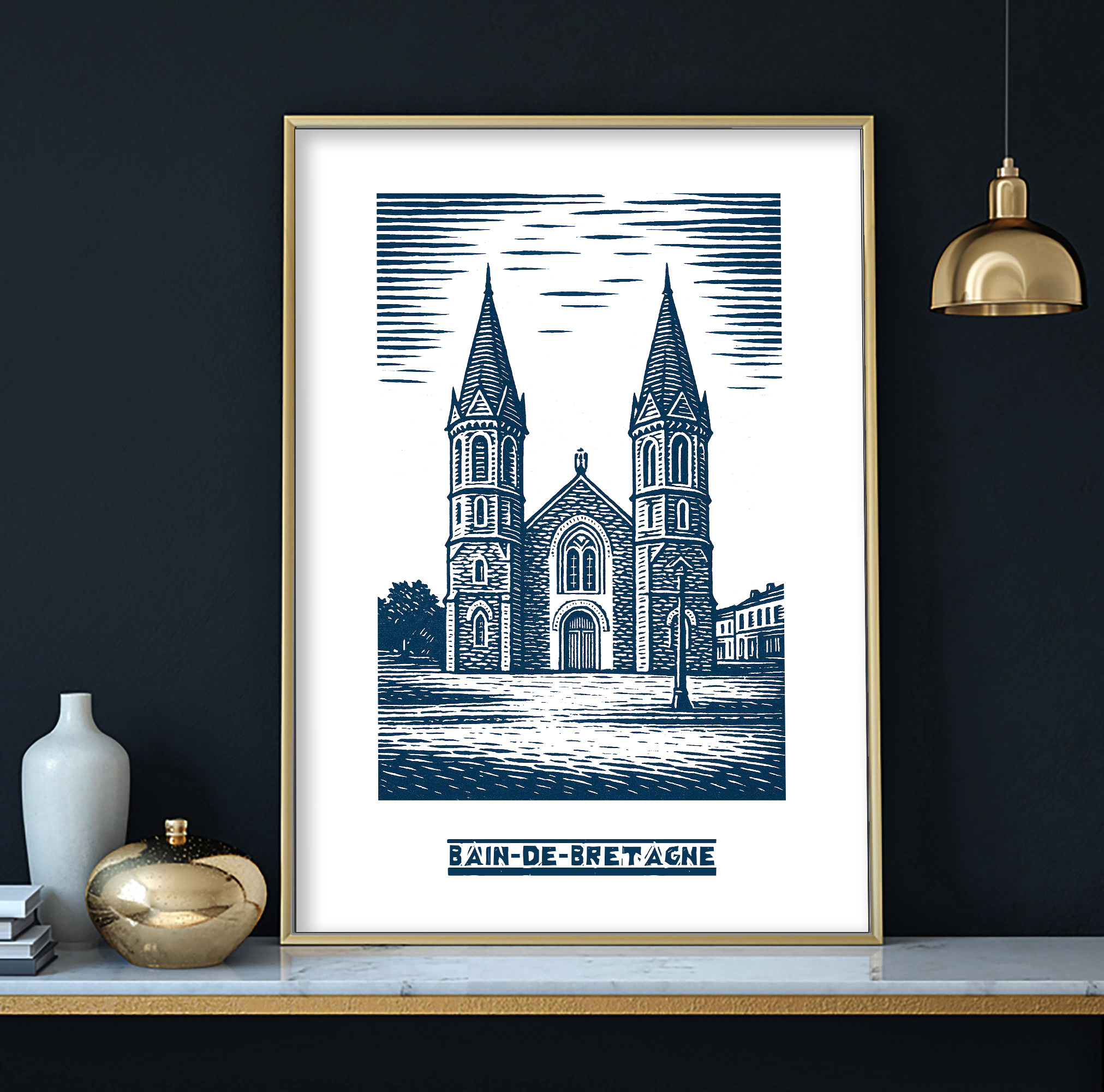 affiche Bain de Bretagne Bleue