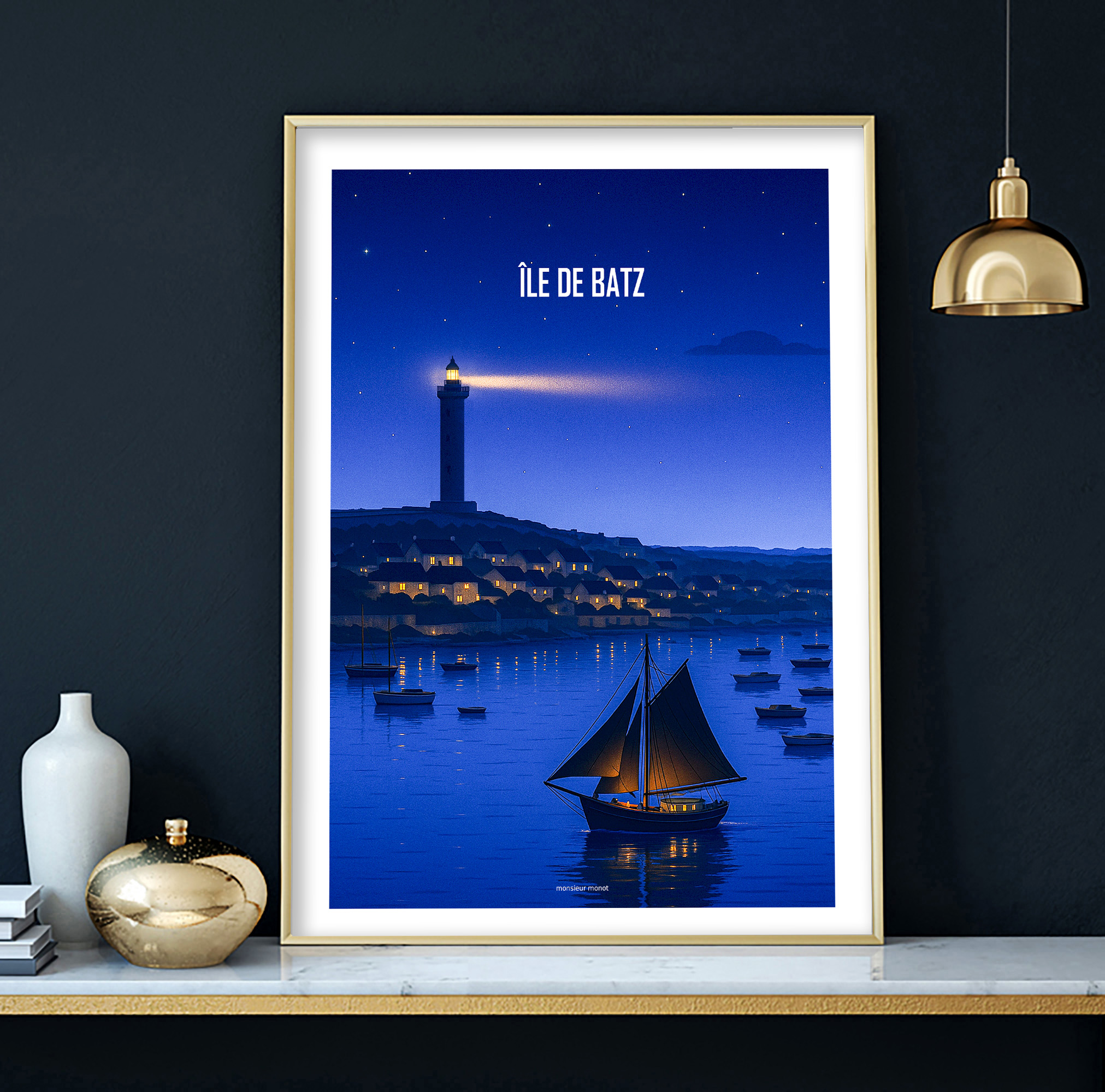 affiche Île de Batz la nuit