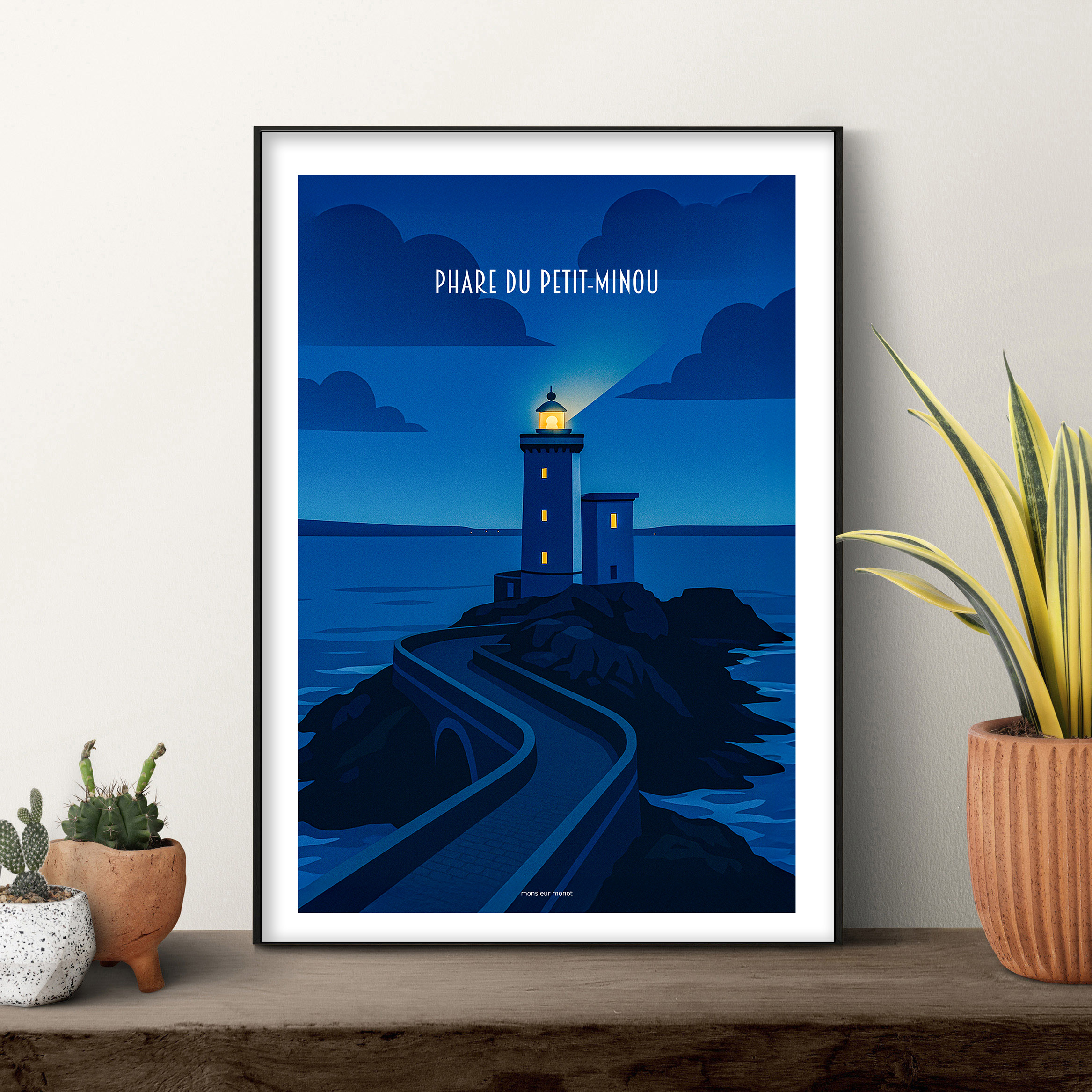 affiche Phare du Petit Minou La nuit