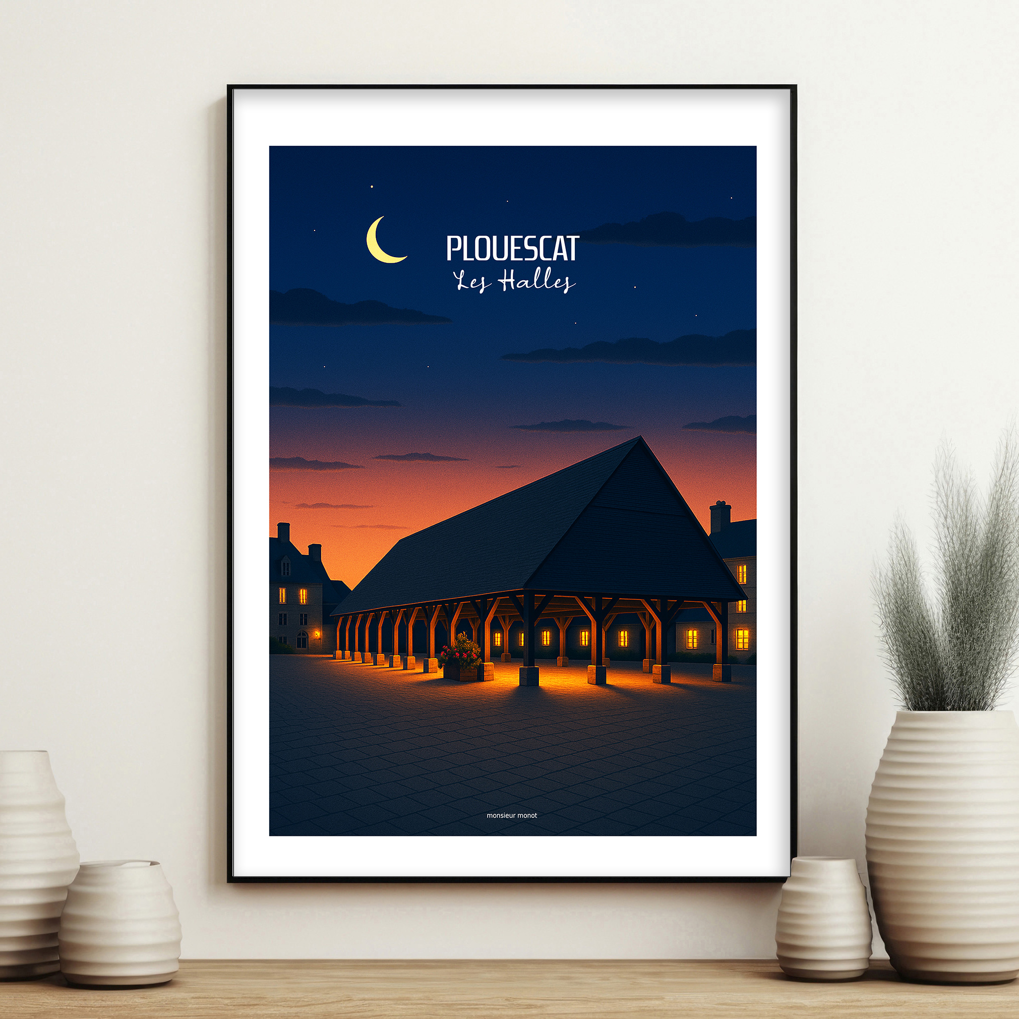 affiche plouescat les halles la nuit
