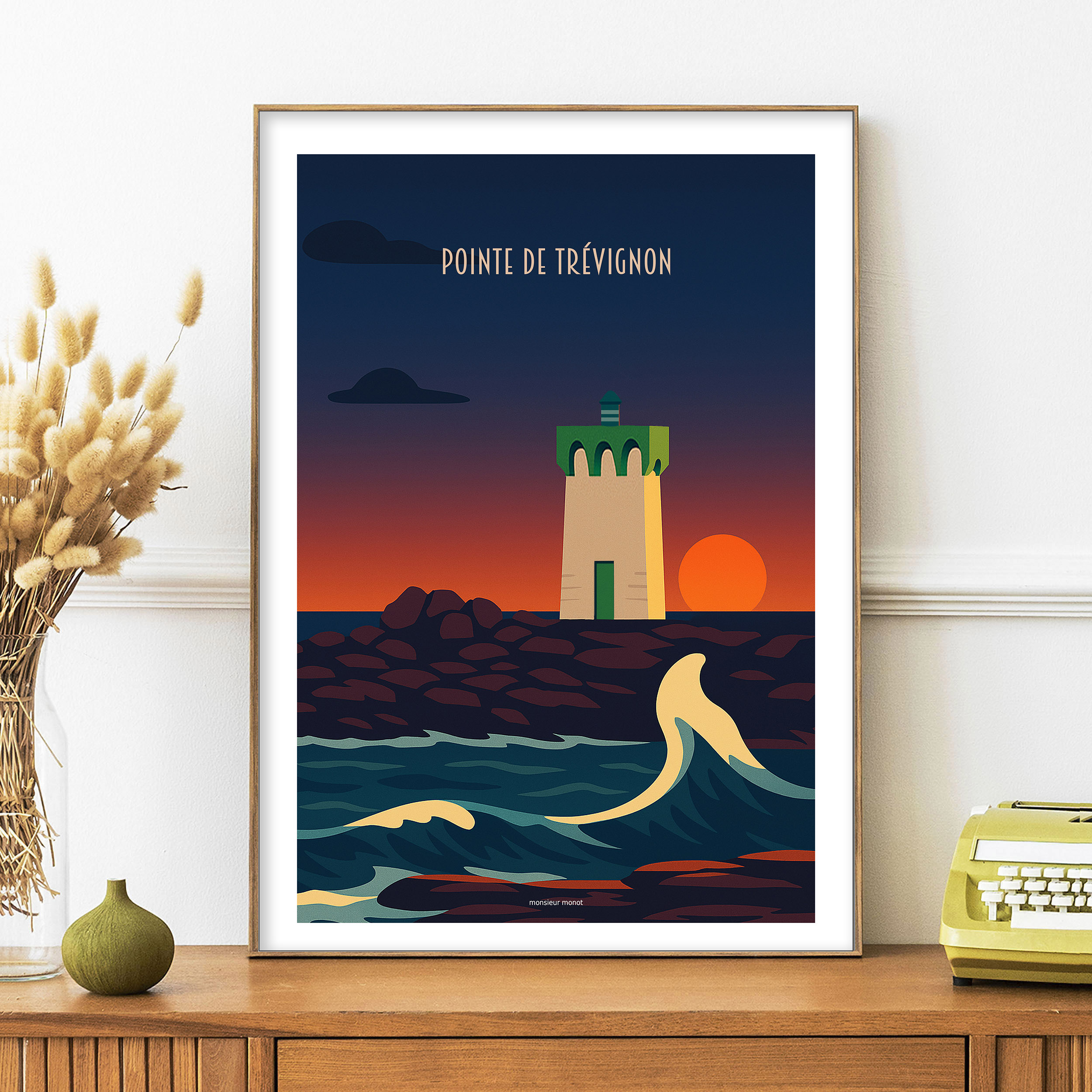 affiche Bain de Bretagne NEWpointe de Trevignon La nuit