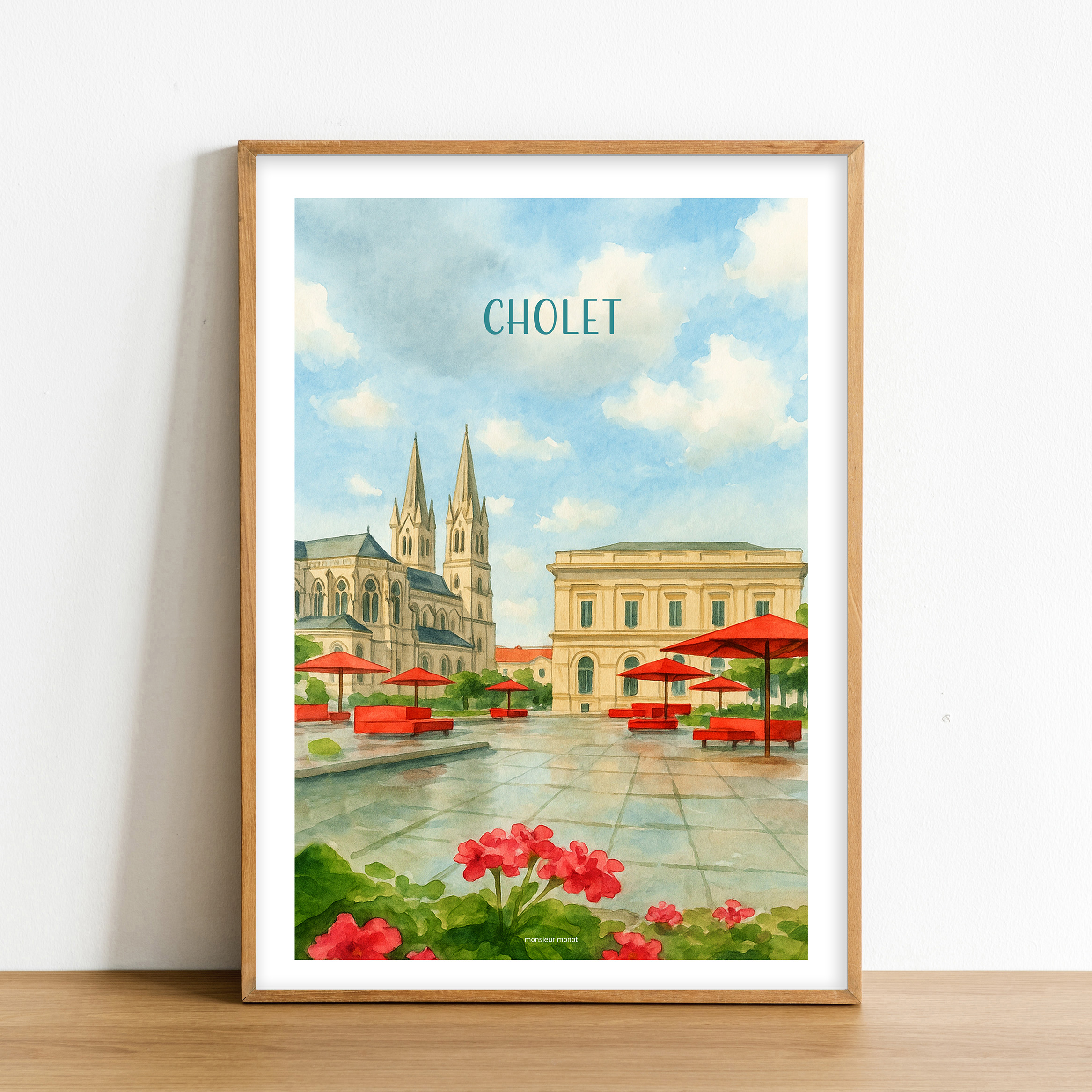 Affiche Cholet aquarelle couleur