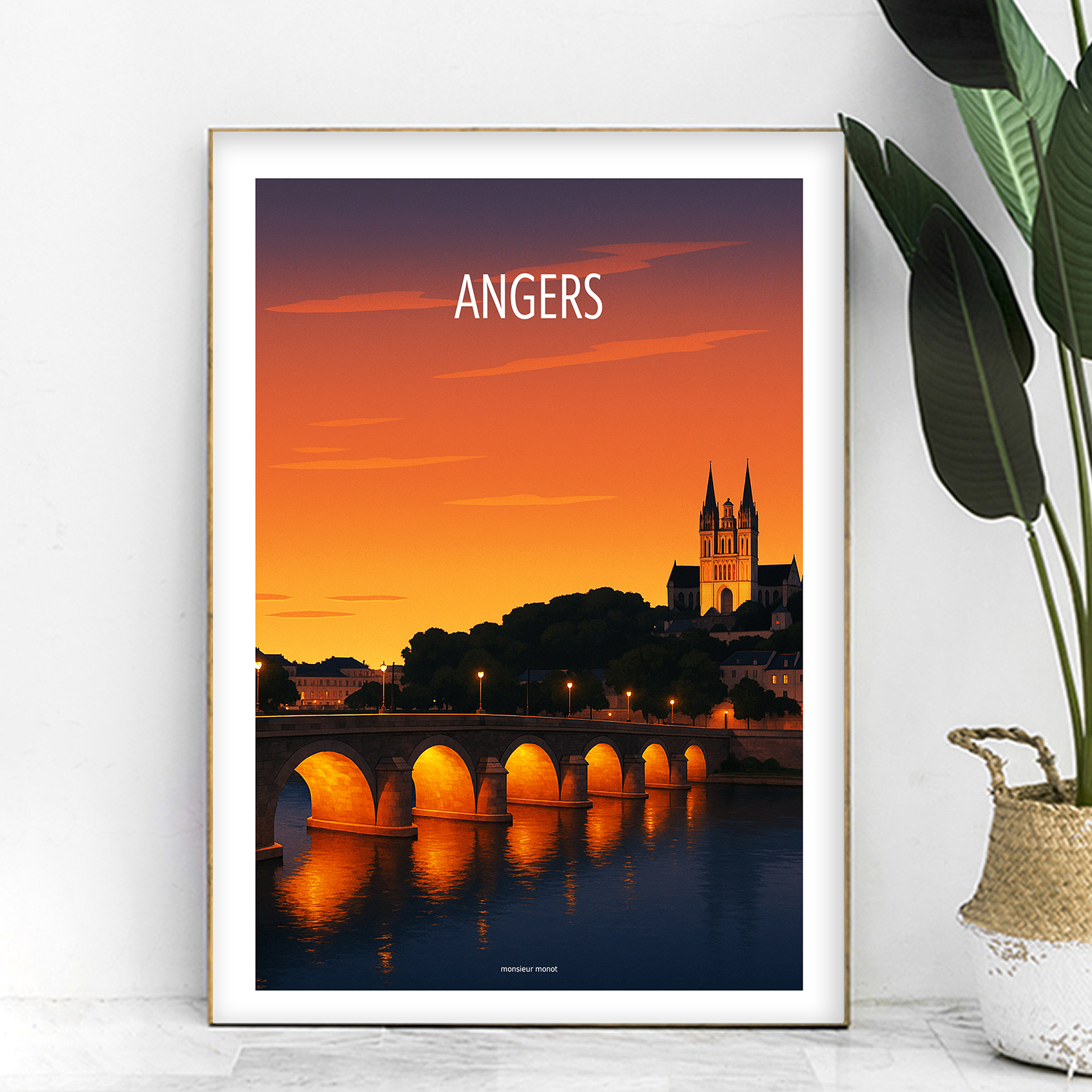 affiche Angers la nuit pont de verdun