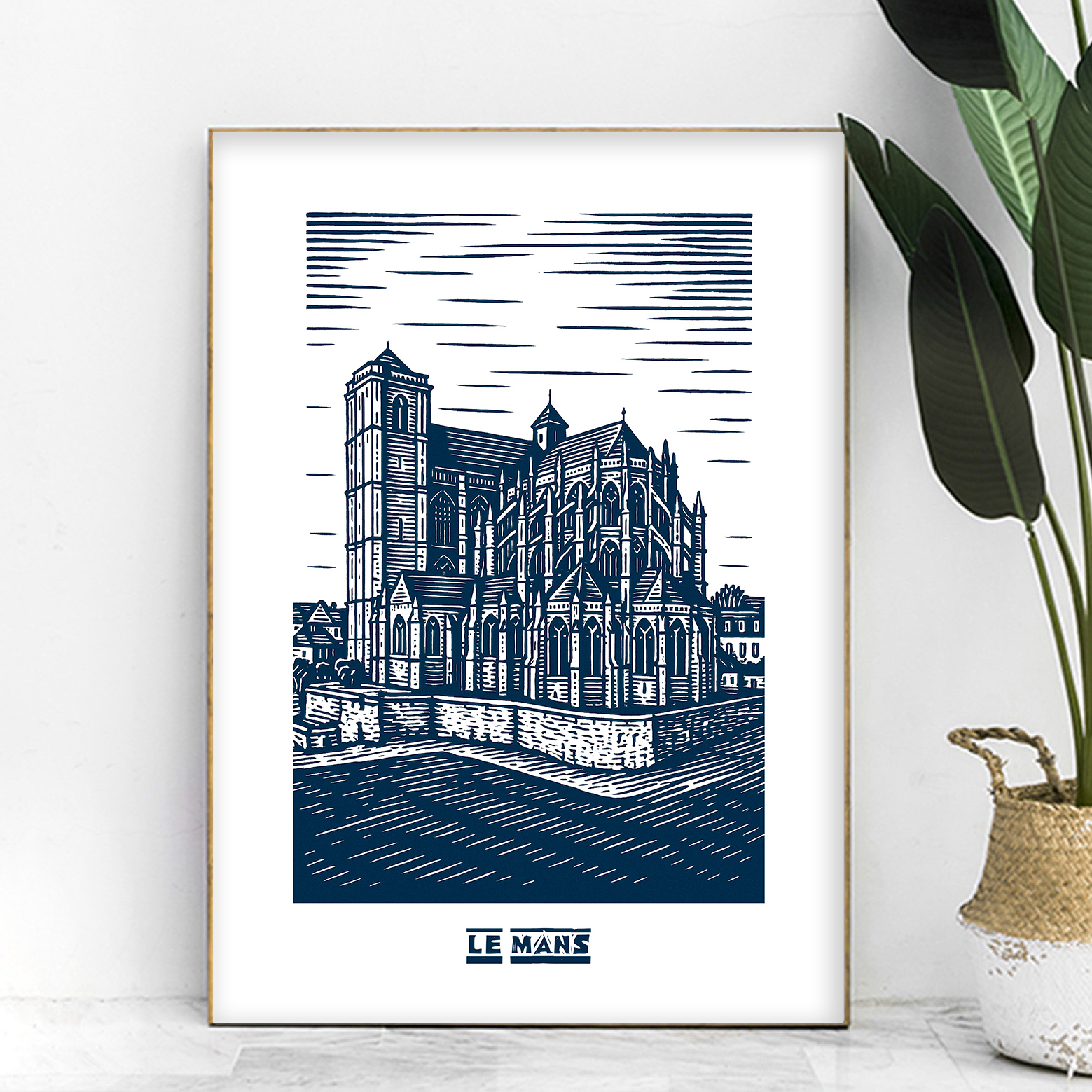 affiche Le mans gravure bleue