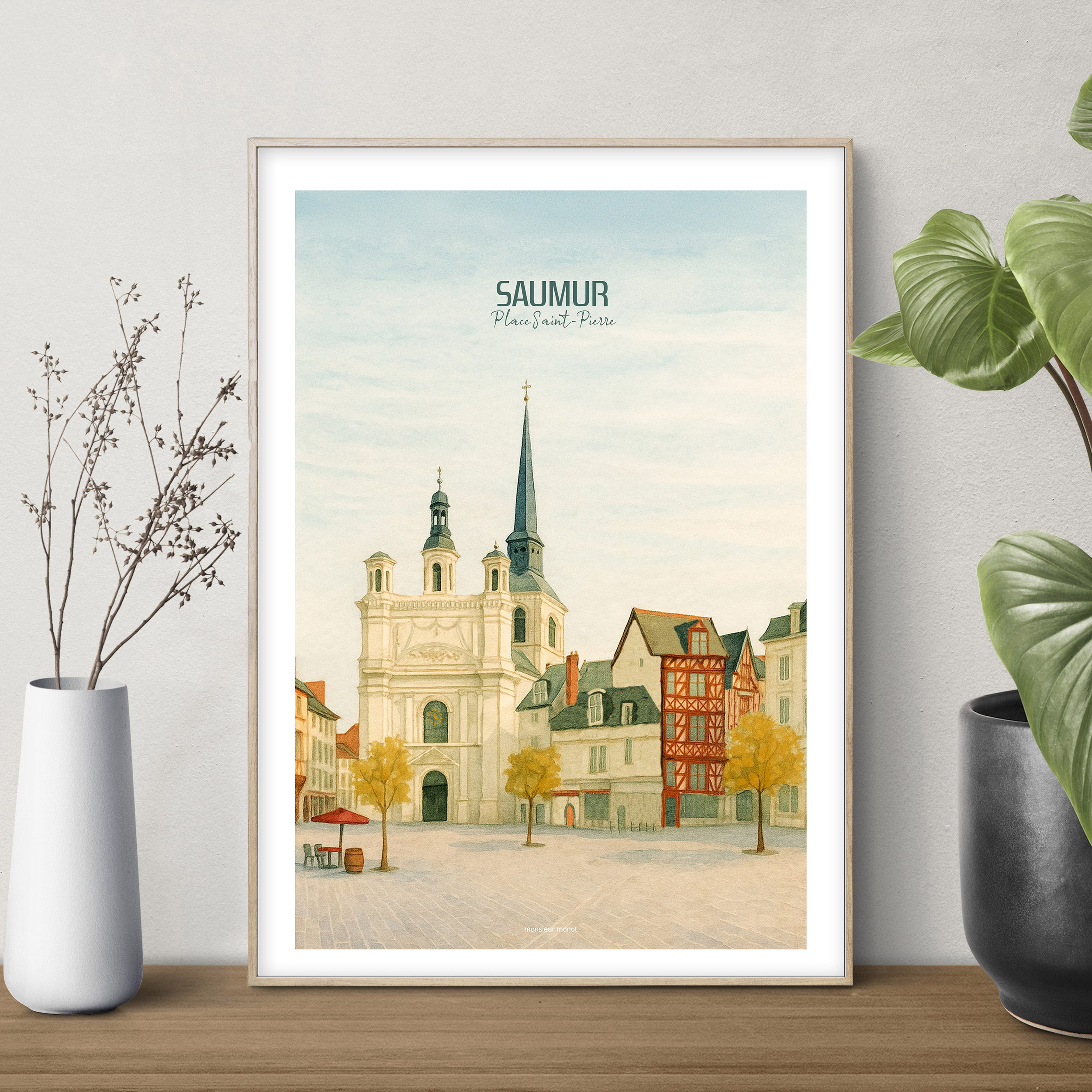affiche Saumur aquarelle