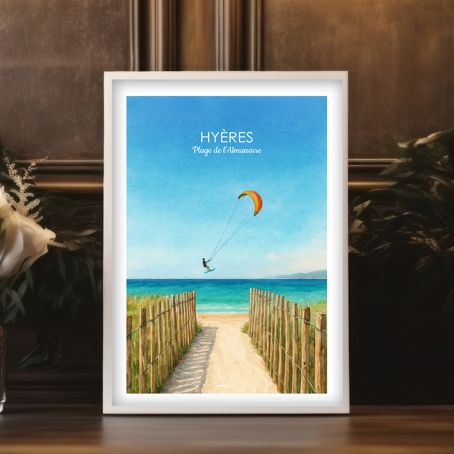 Affiche  Hyères Plage de lAlmanarre