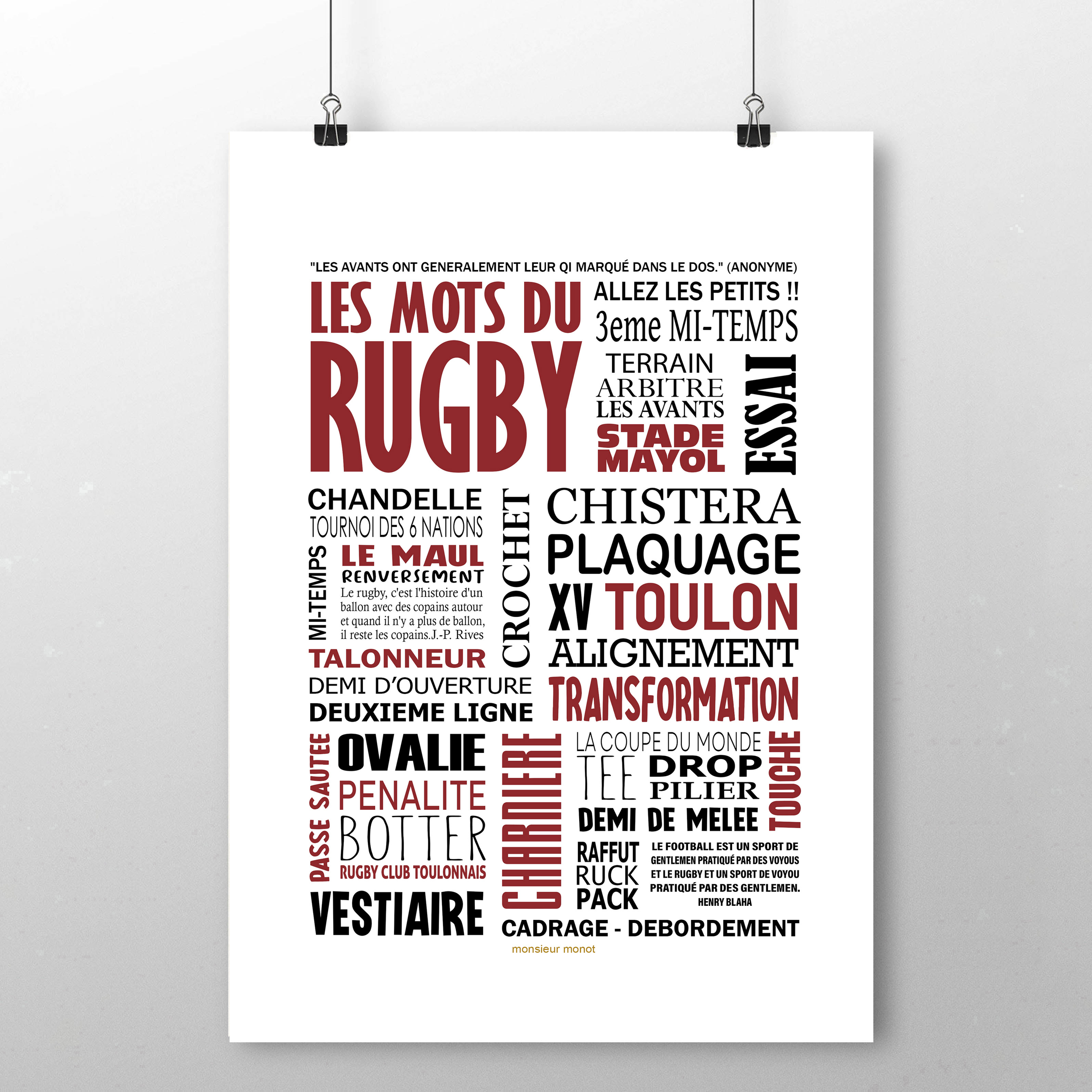 affiche  Les mots du Rugby Toulon 2