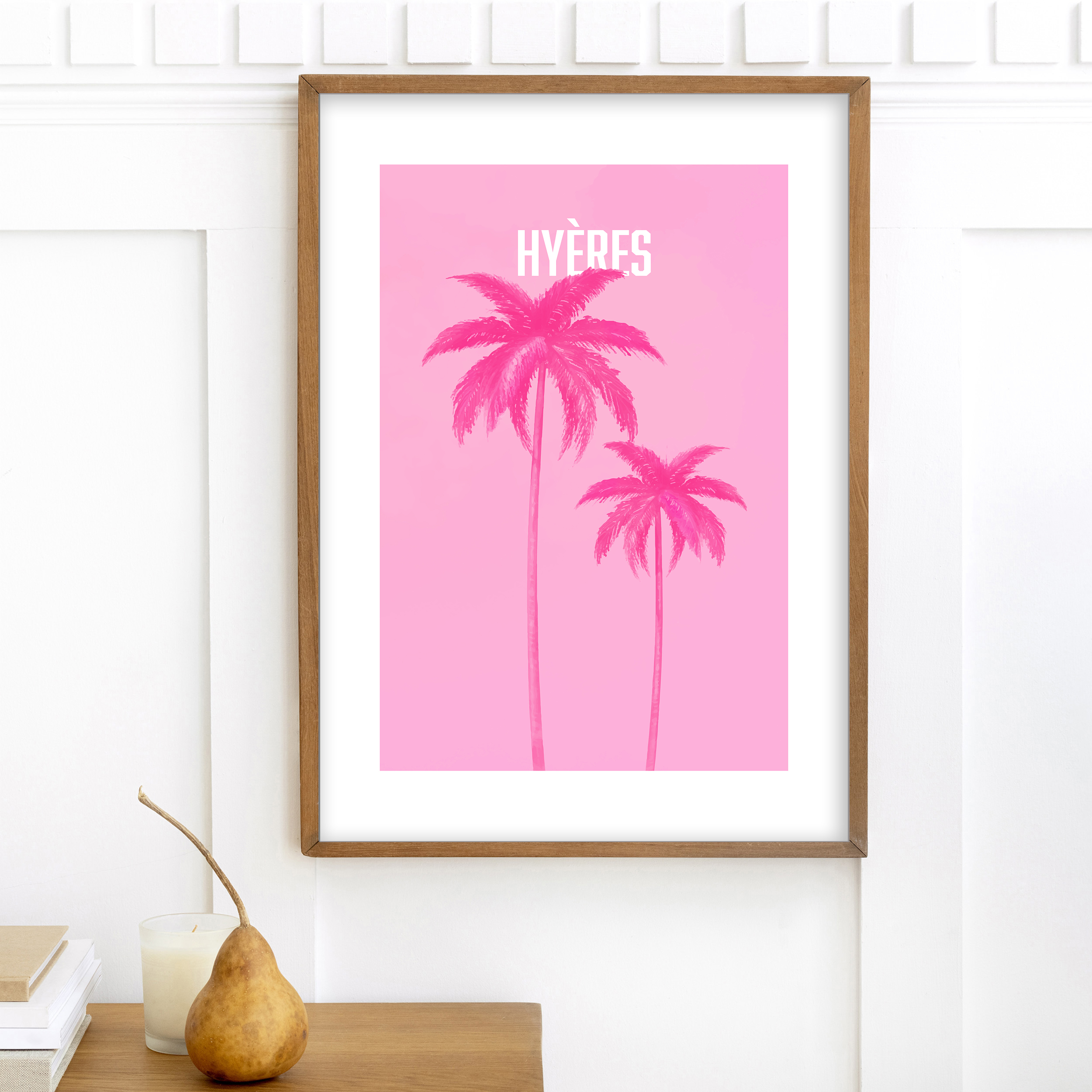 affiche Hyères Les Palmiers rose