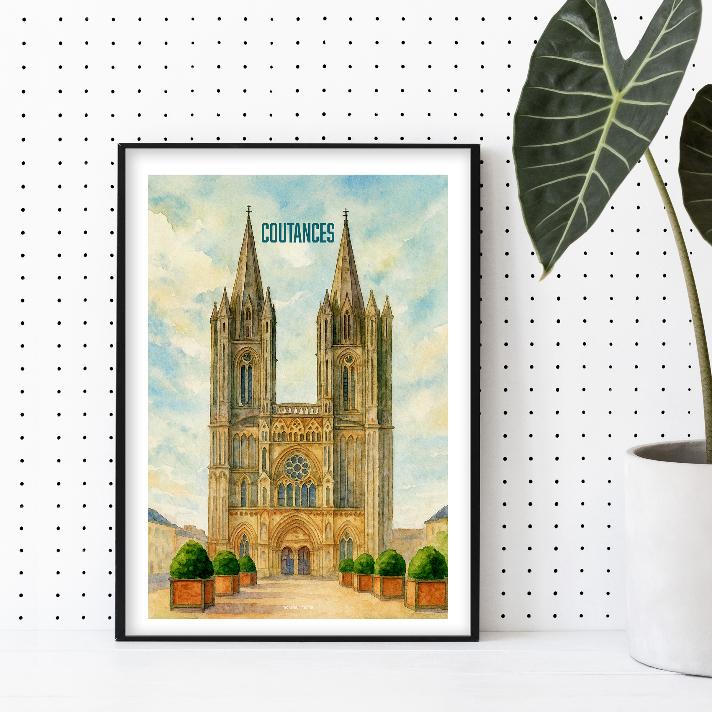 affiche Coutances facade cathedrale