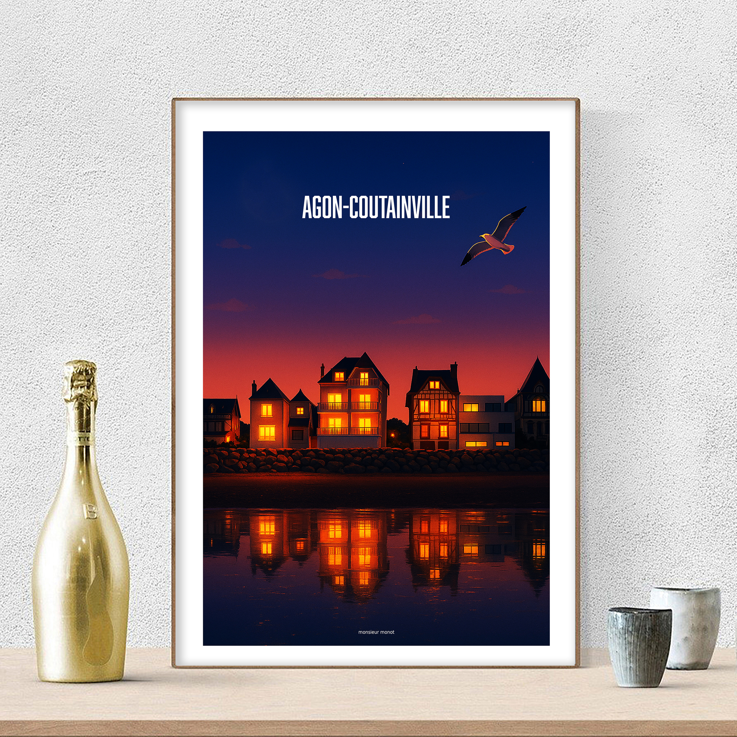 affiche Agon Coutainville by night