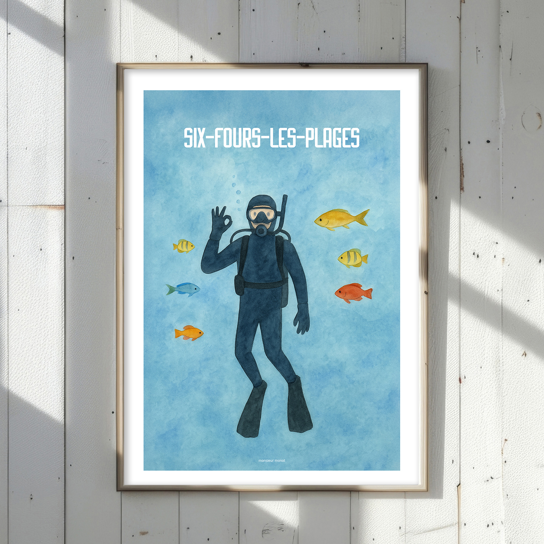 affiche Six Fours les plages plongeur OK