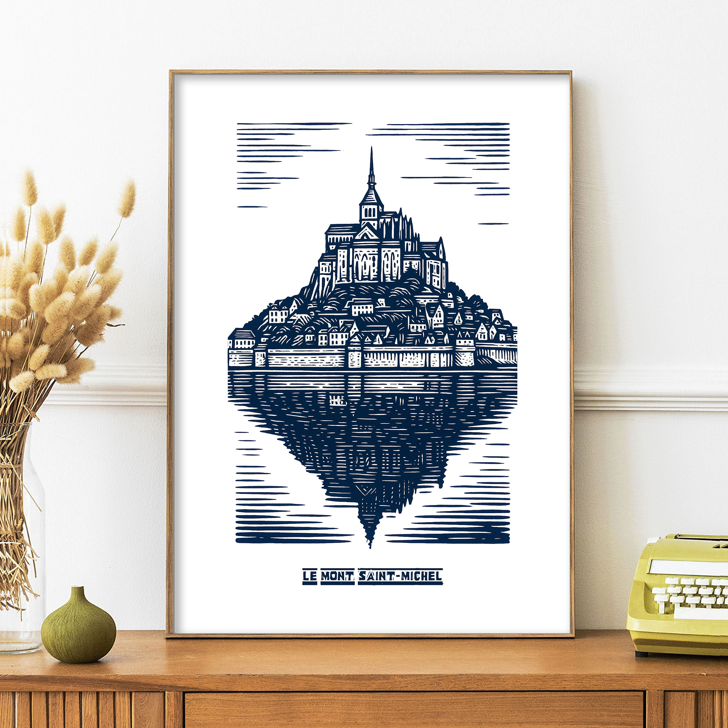 affiche Le mont Saint Michel Bleue
