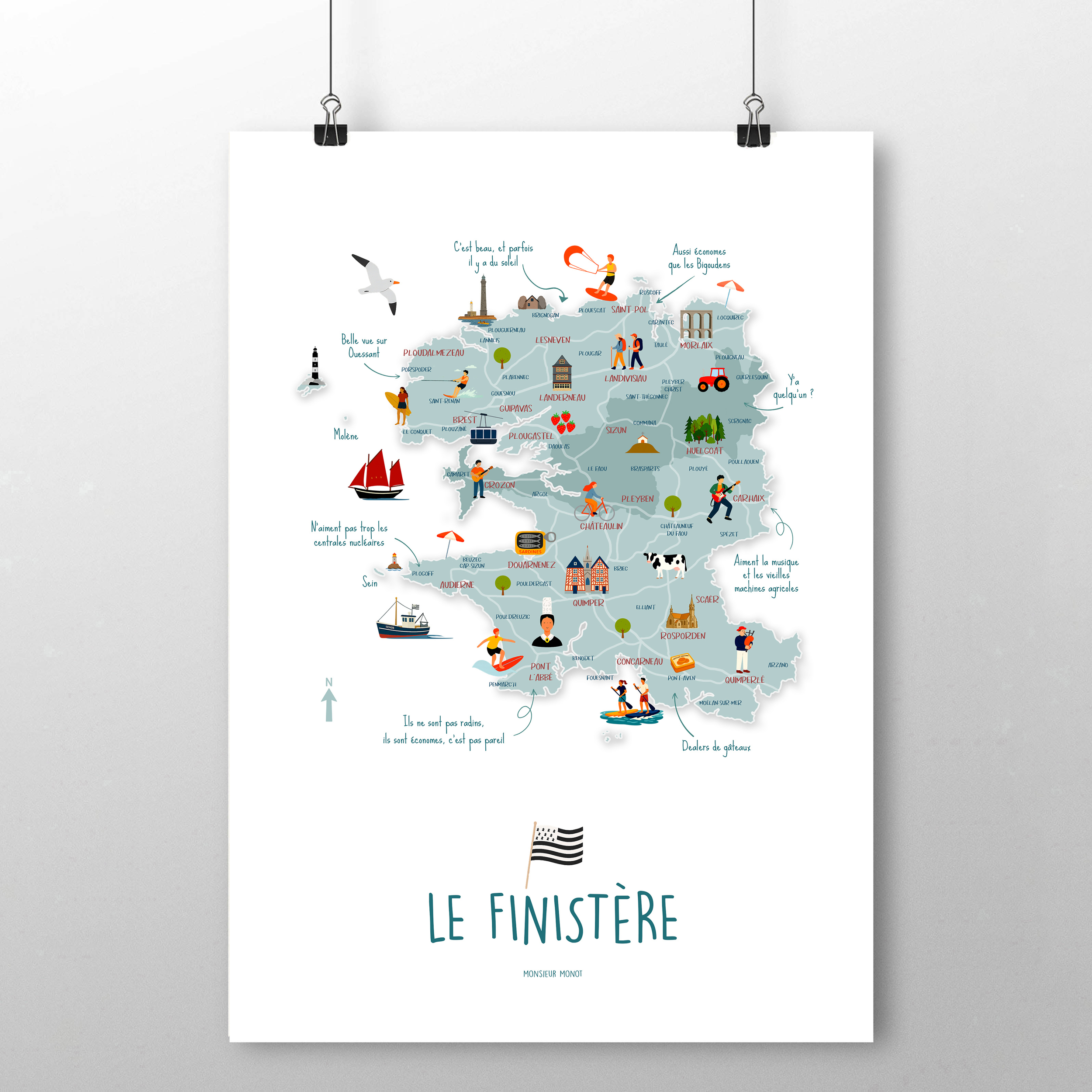 affiche Le finistère avec phrases 2 NOUVEAU