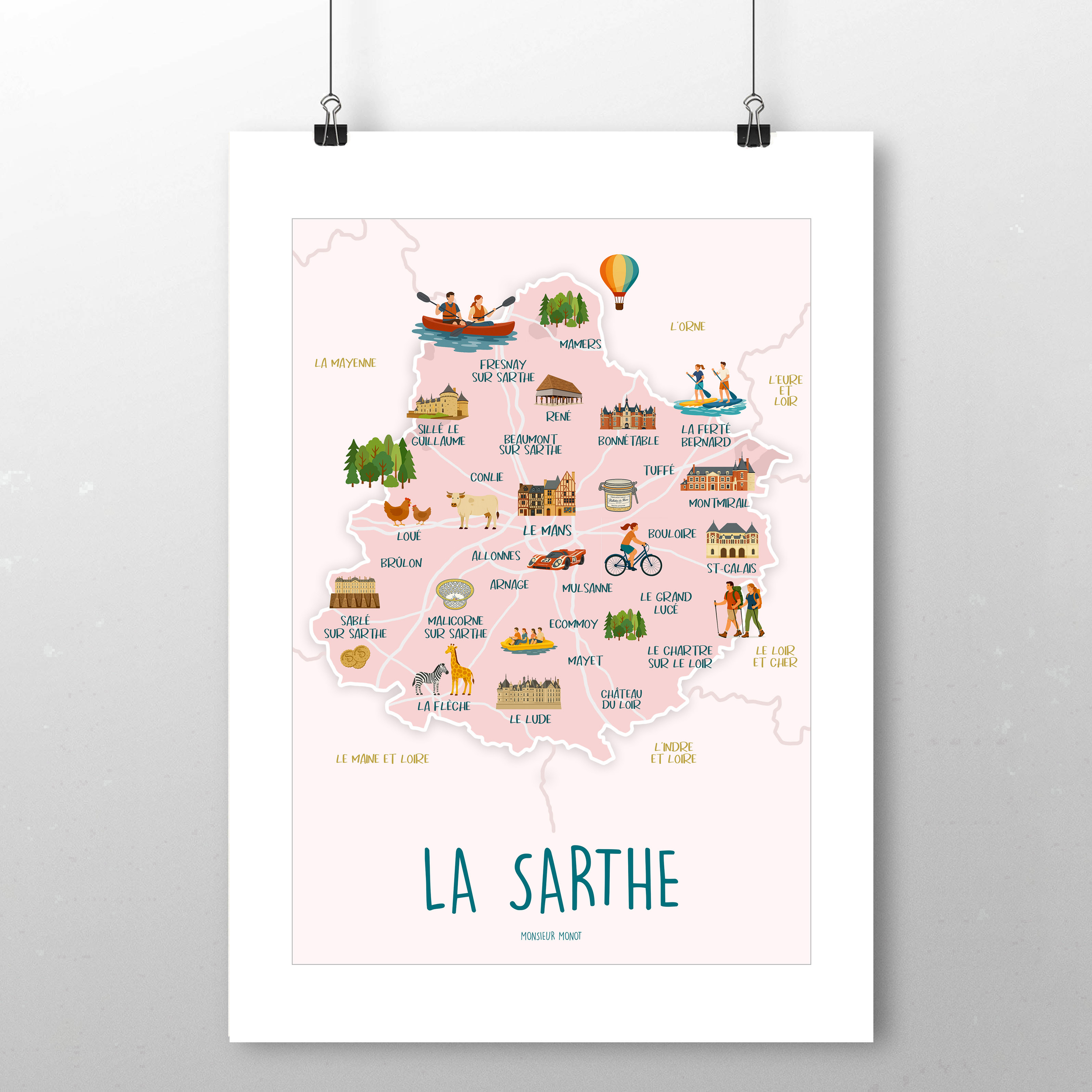 affiche  La Sarthe Carte  2
