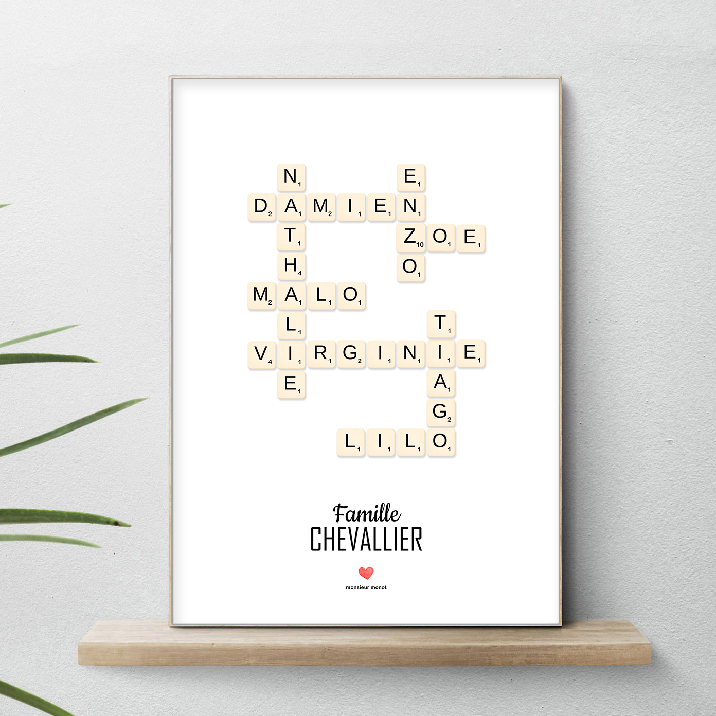 affiche Scrabble 8 prénoms
