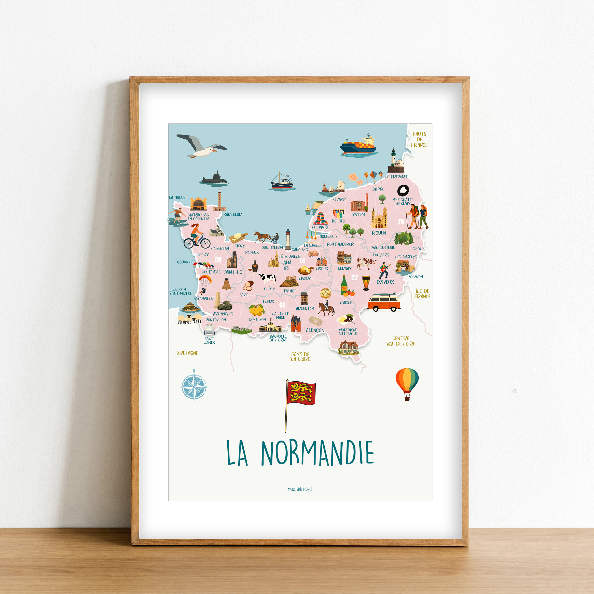 Affiche Carte de la Normandie