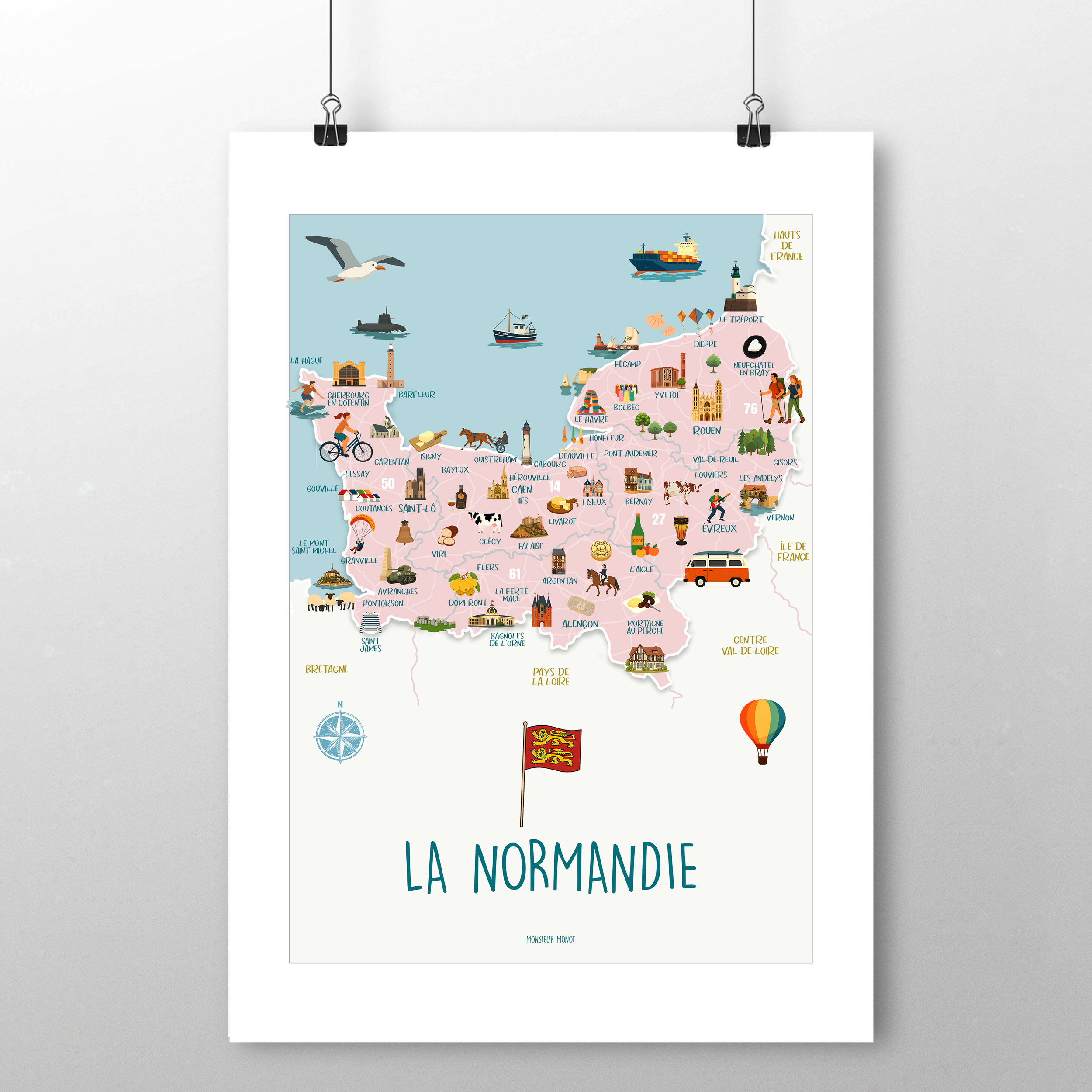 affiche Carte de la Normandie 2