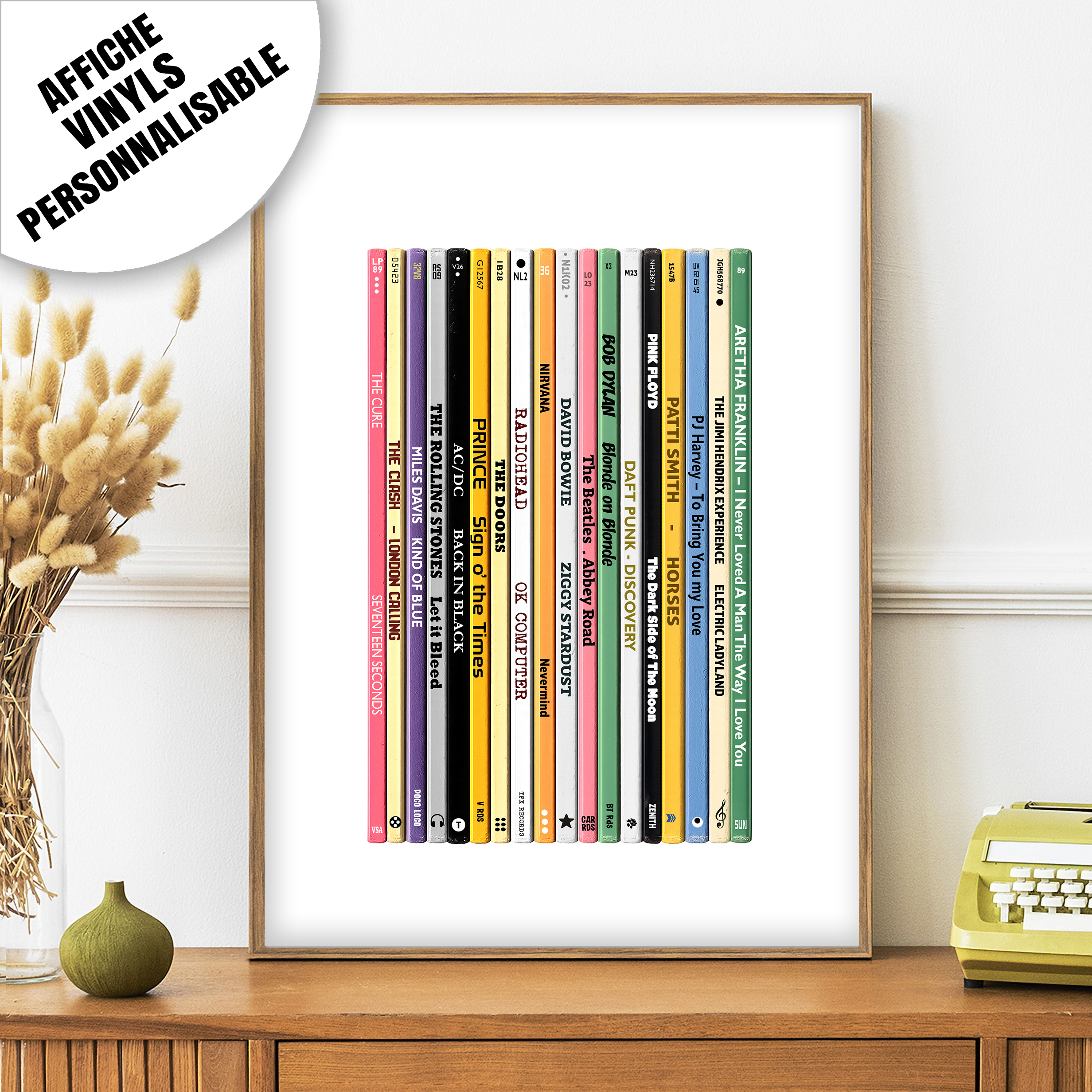 affiche tranches de vinyls verticale stickers