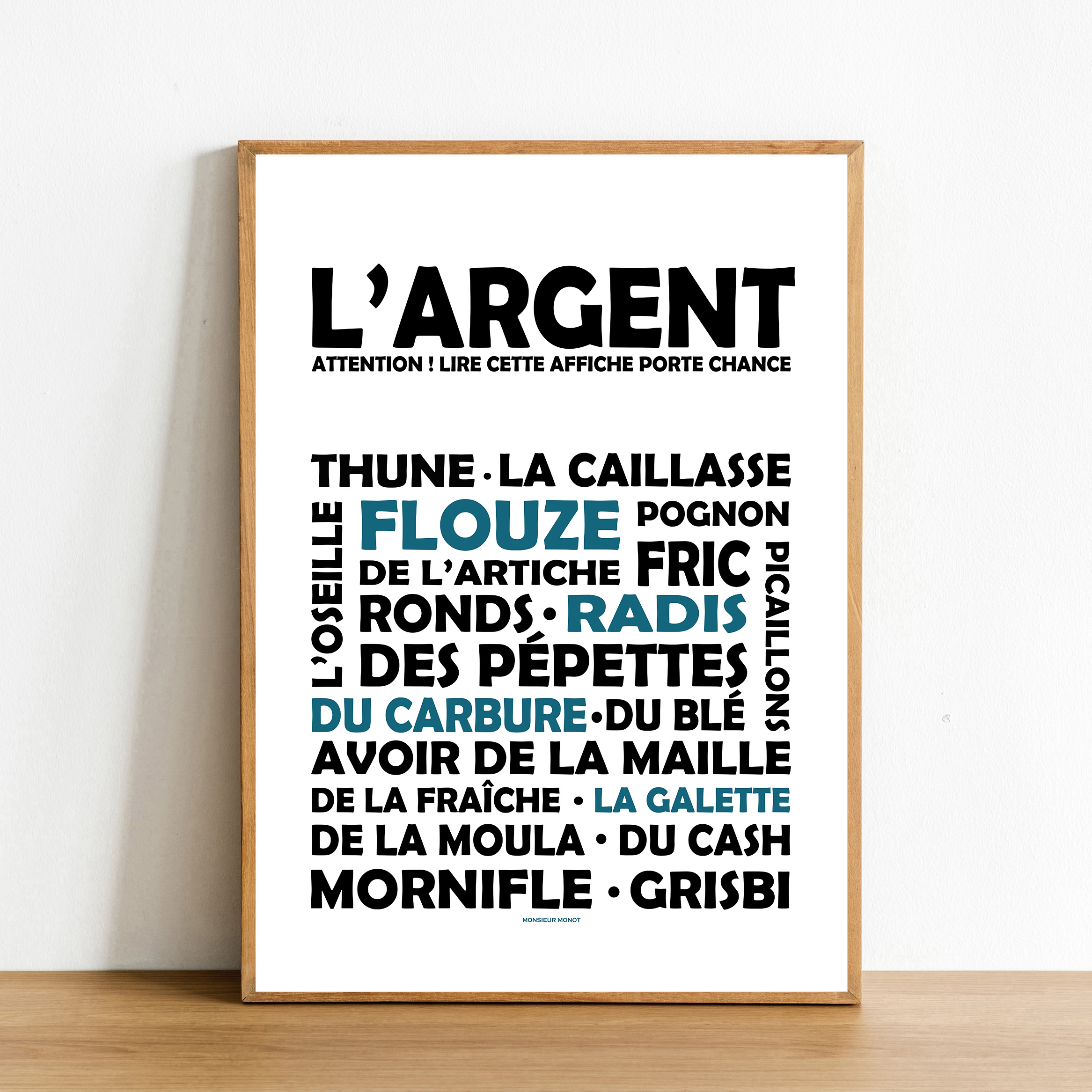 Affiche Largent noir et bleu