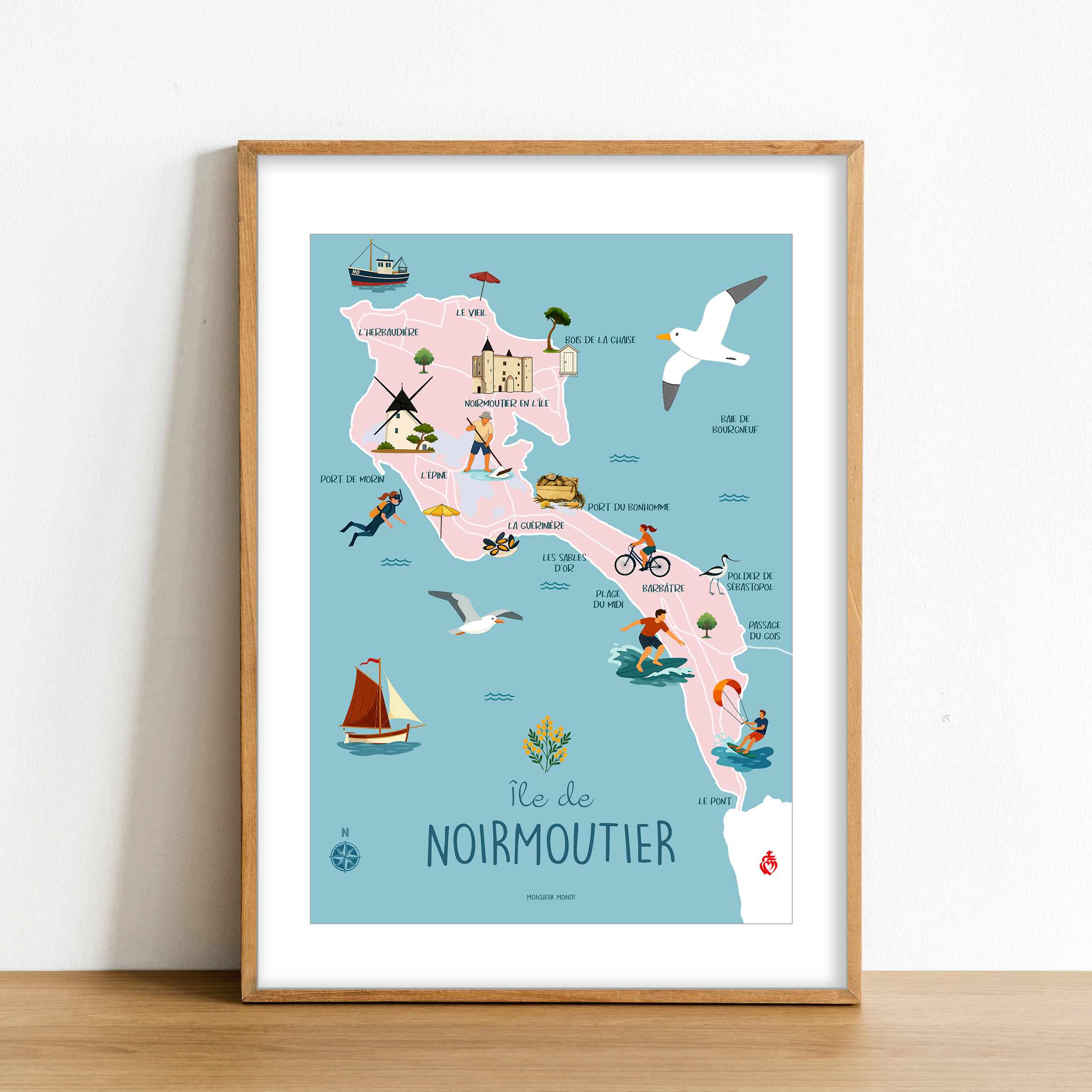 Affiche Carte île de Noirmoutier
