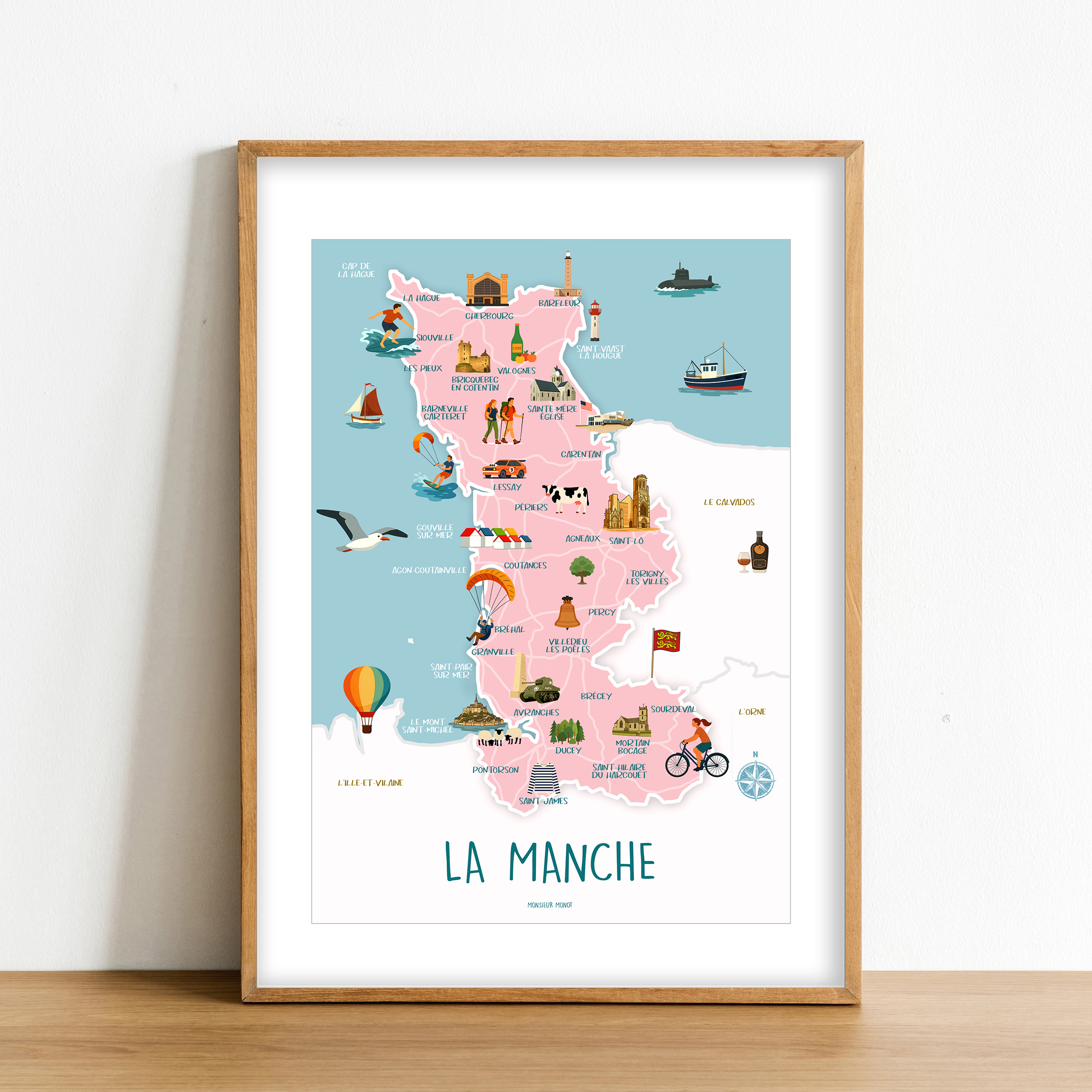 Affiche Carte de La Manche nouvelle
